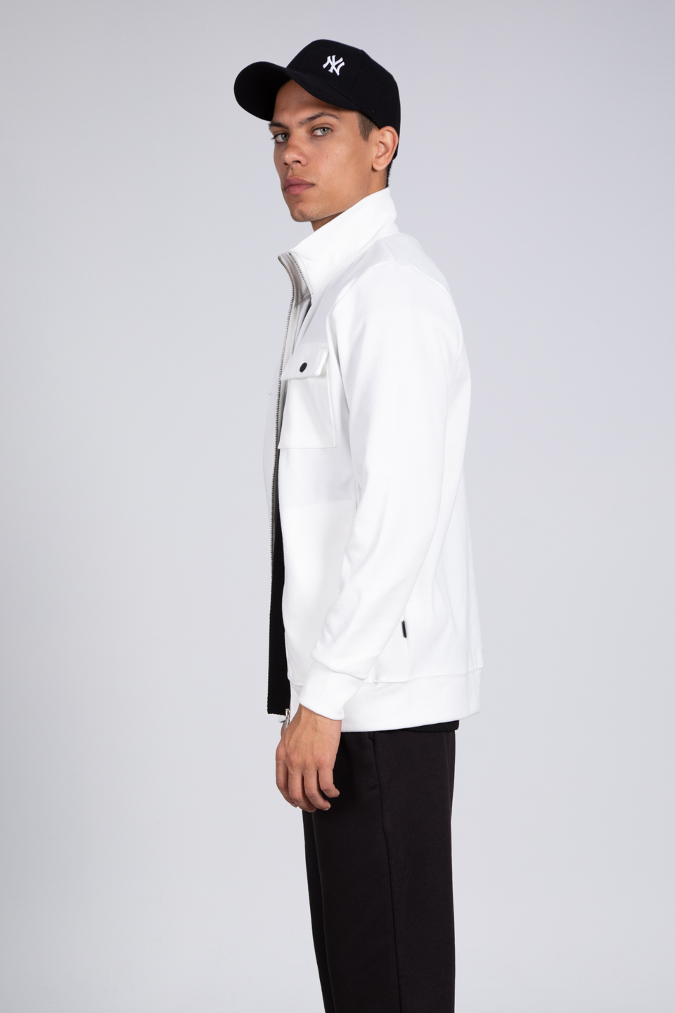 Fermuarlı cepli spor ceket-9058 Ekru
