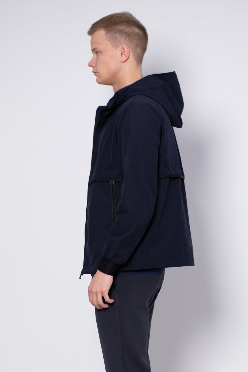 Fermuarlı kapüşonlu mont-SEBASTIAN Lacivert