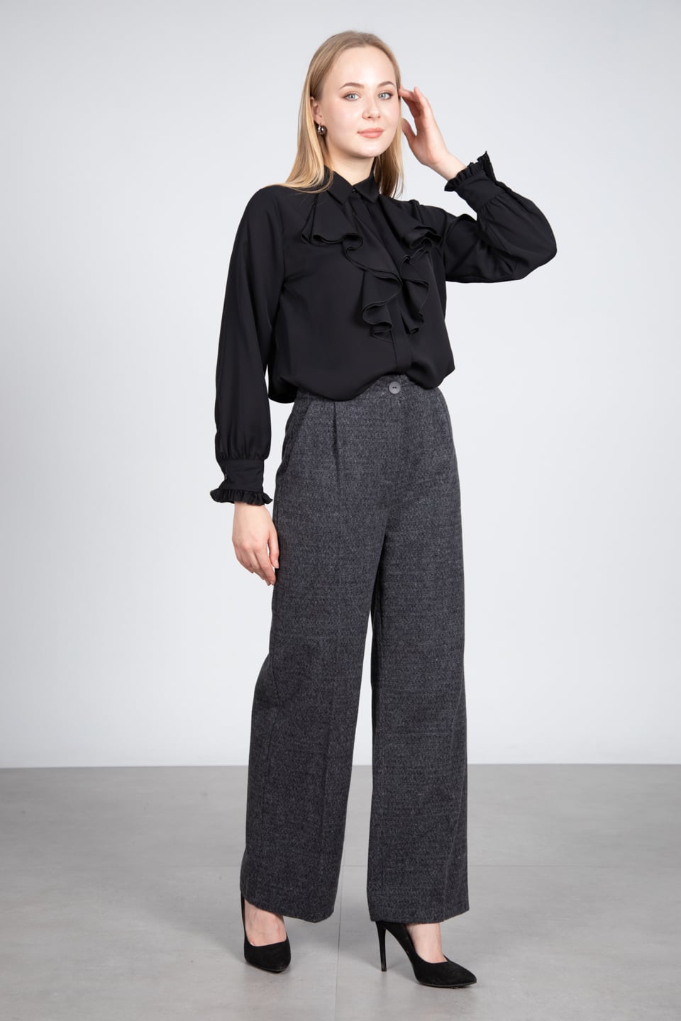 Fırfırlı Gömlek - Siyah