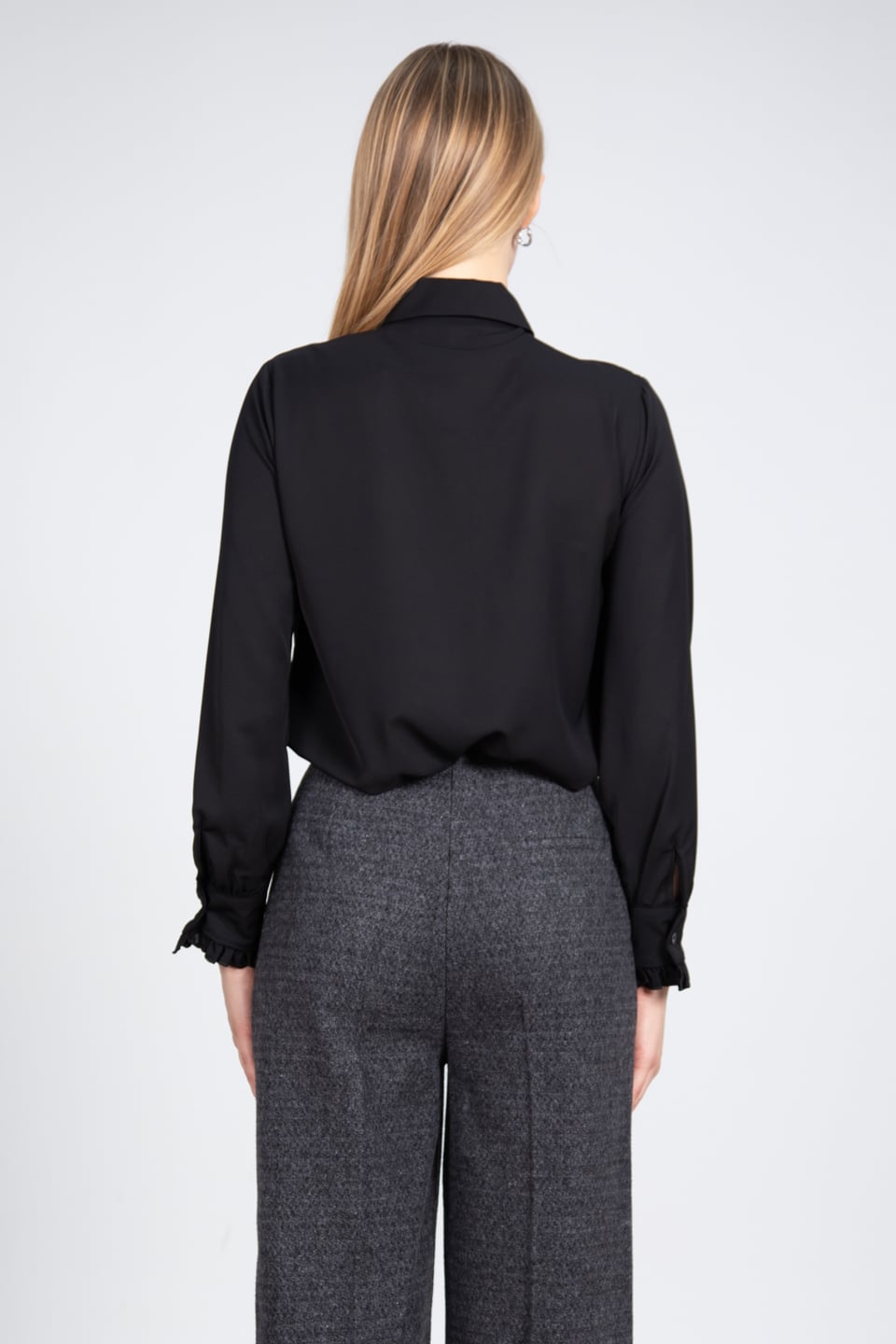 Fırfırlı Gömlek - Siyah