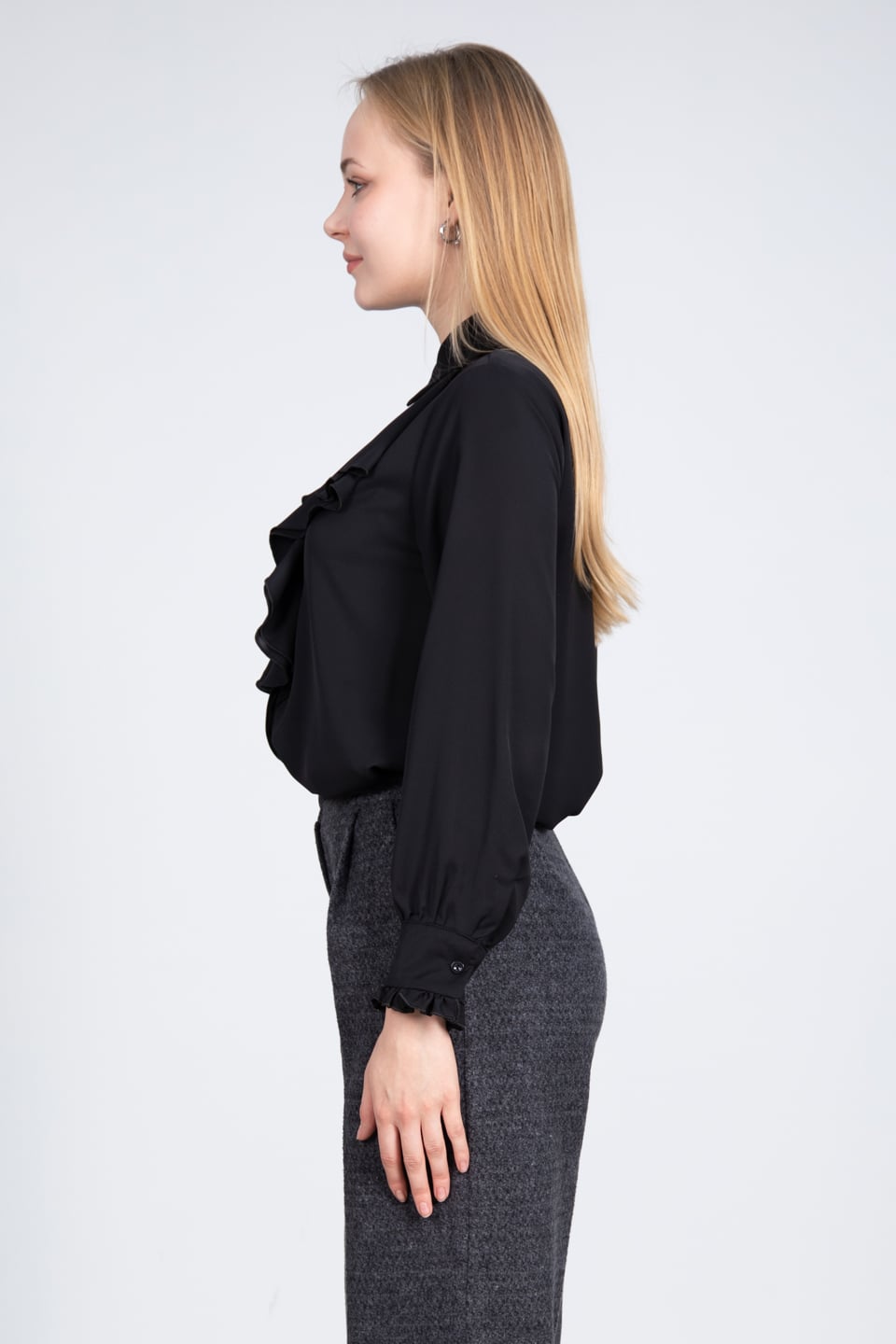 Fırfırlı Gömlek - Siyah