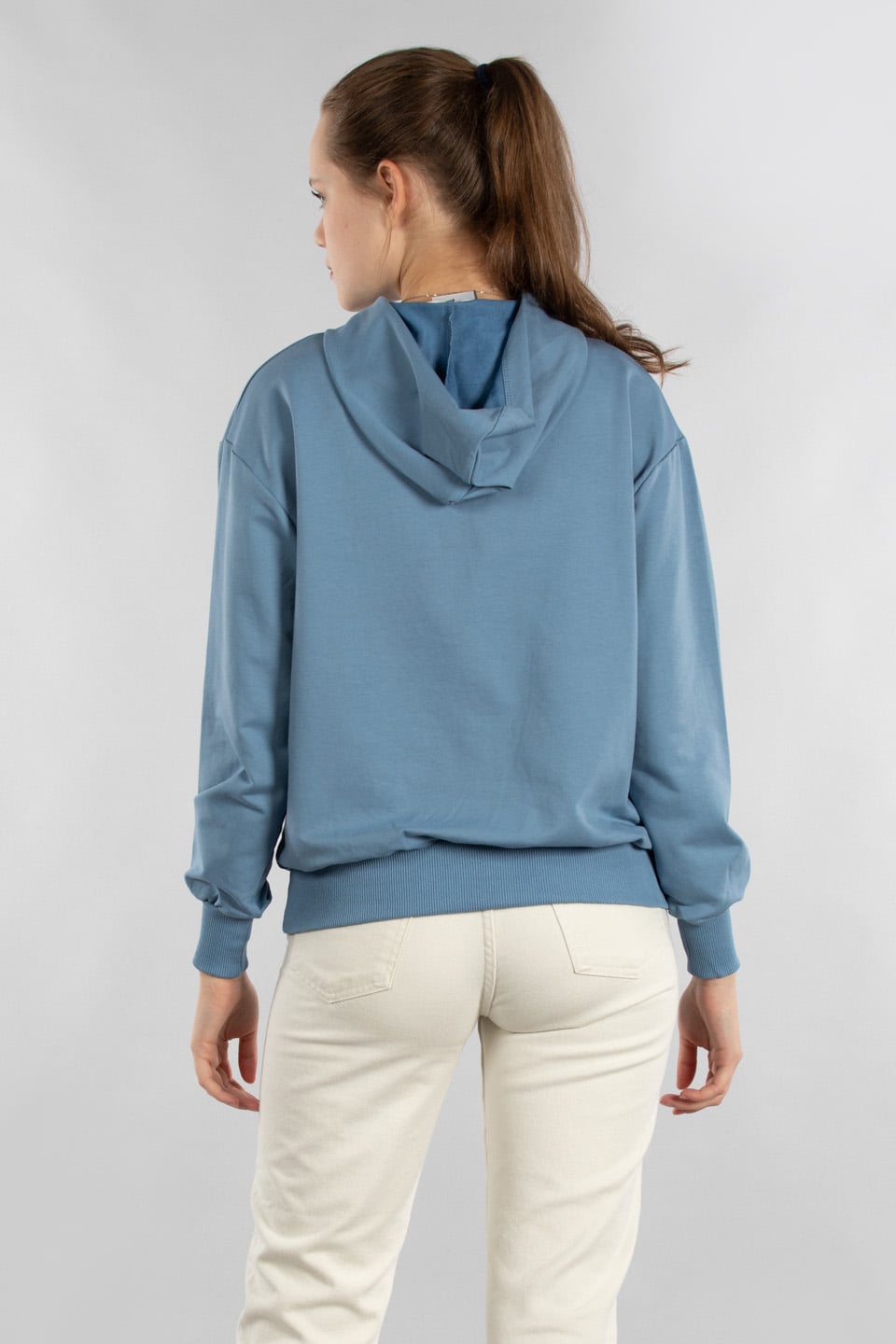 Future nakışlı kapüşonlu sweat-5011 Mavi