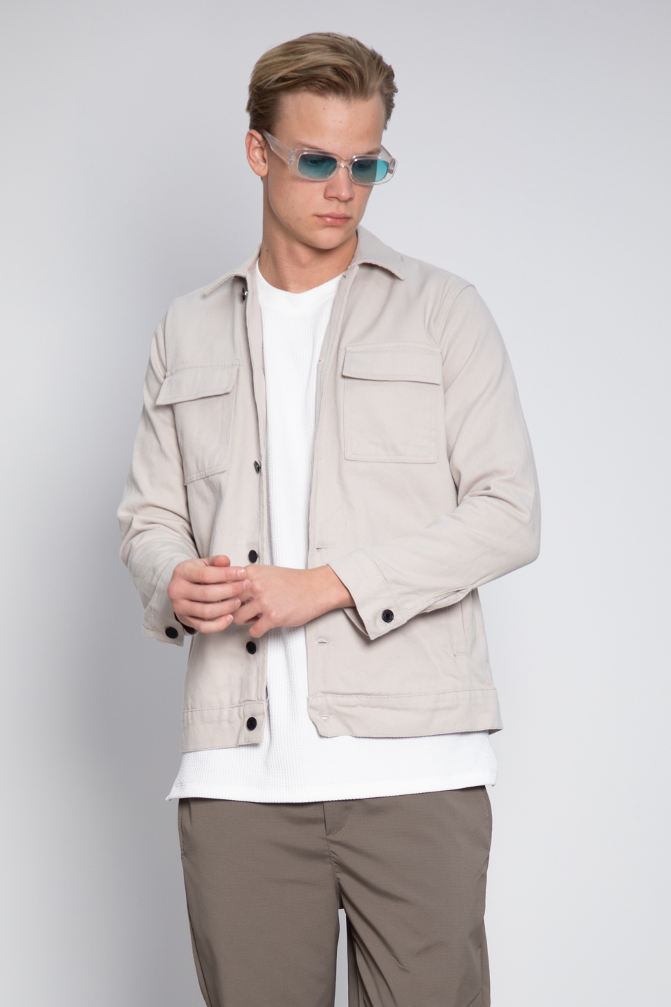 Gabardin çift cep ceket-010 Taş