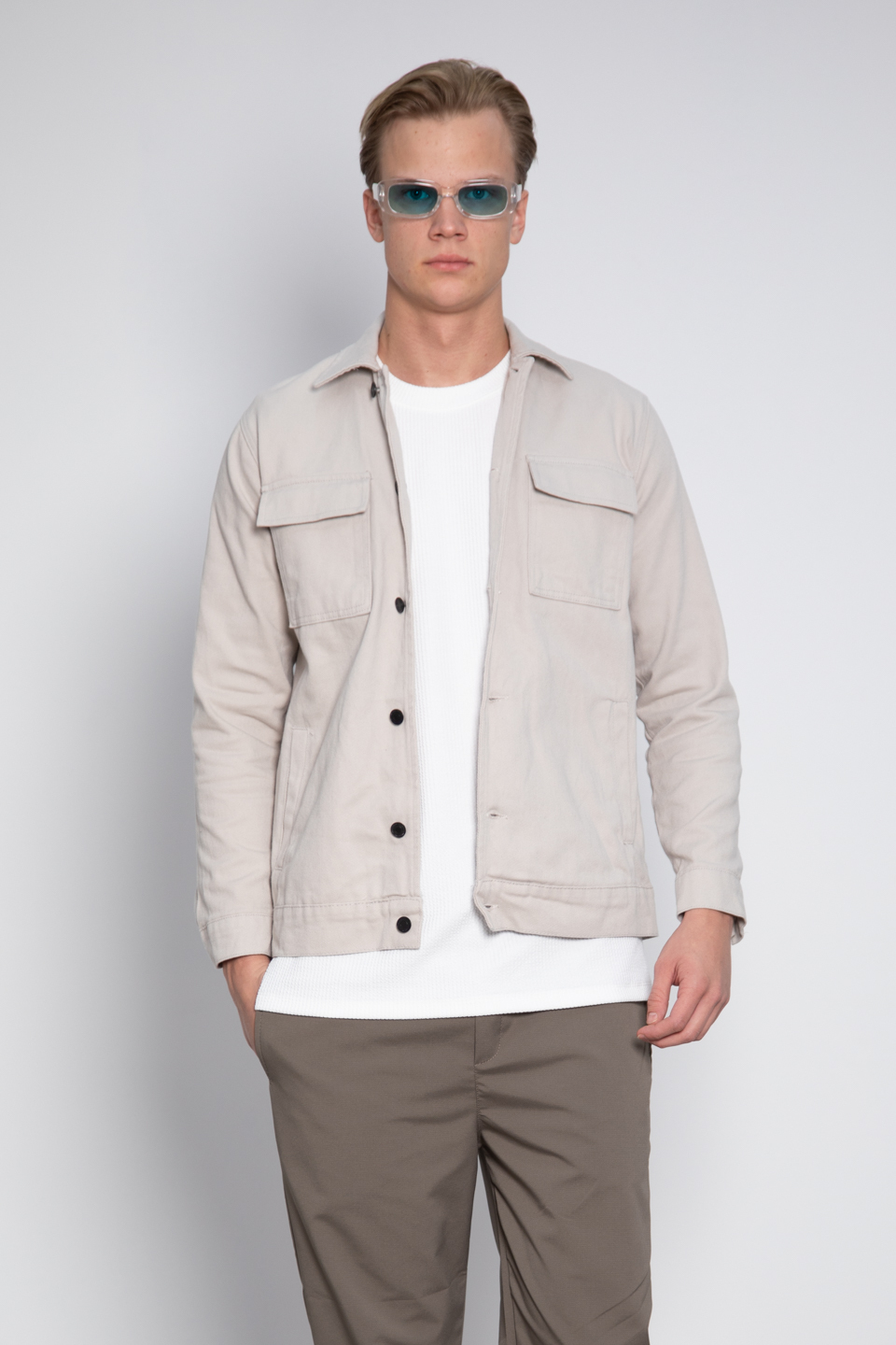 Gabardin çift cep ceket-010 Taş