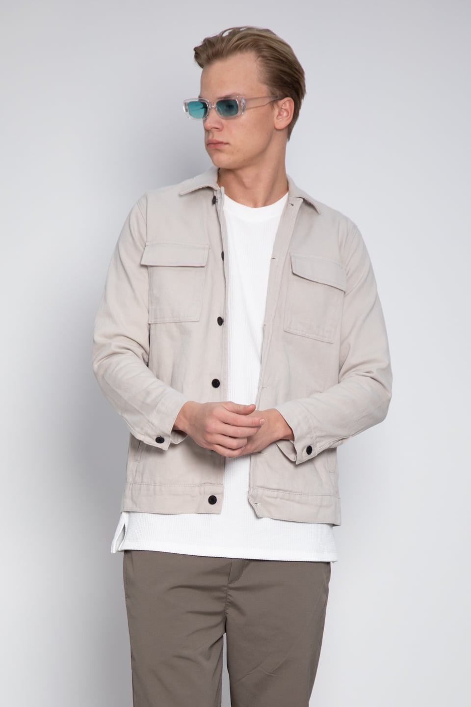 Gabardin çift cep ceket-010 Taş