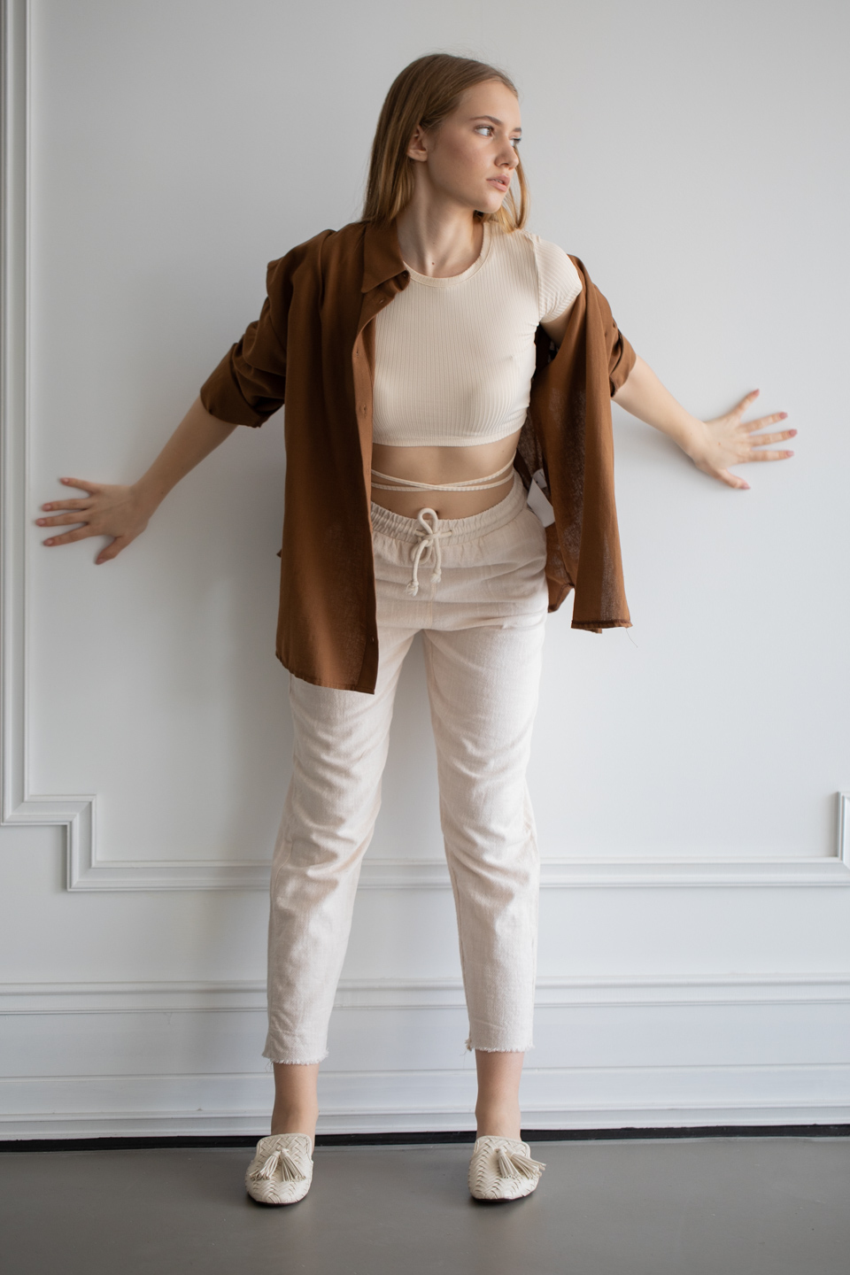 Gabardin oversize gömlek-6485 Kahve