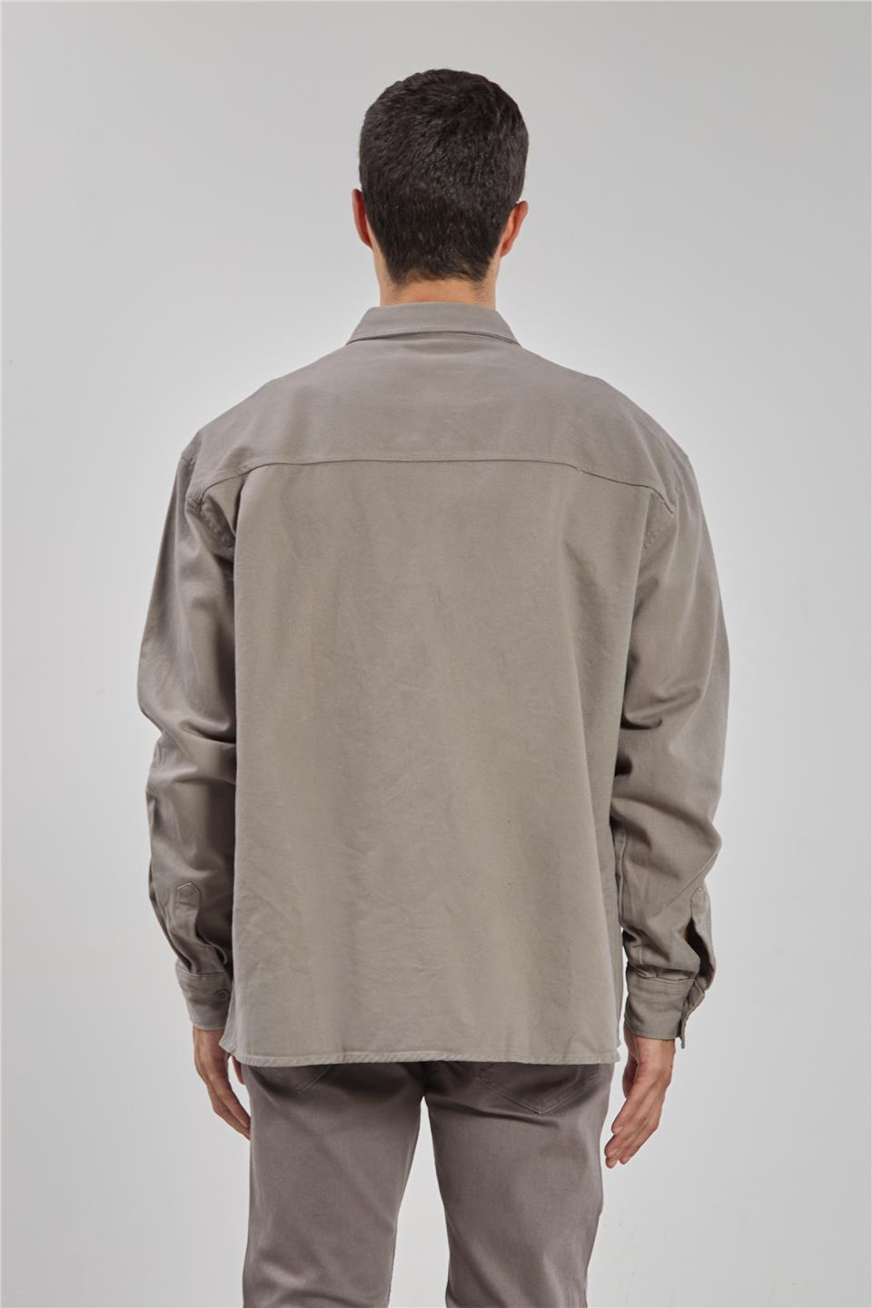 Gabardin uzun kol gömlek-9059 Gri