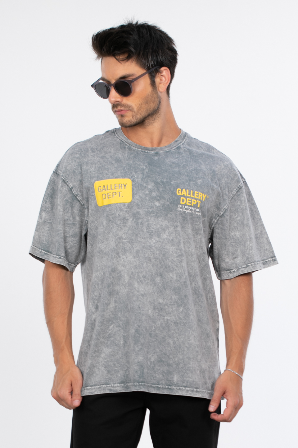 Gallery dept yazılı yıkamalı t-shirt-1104 Açık Gri