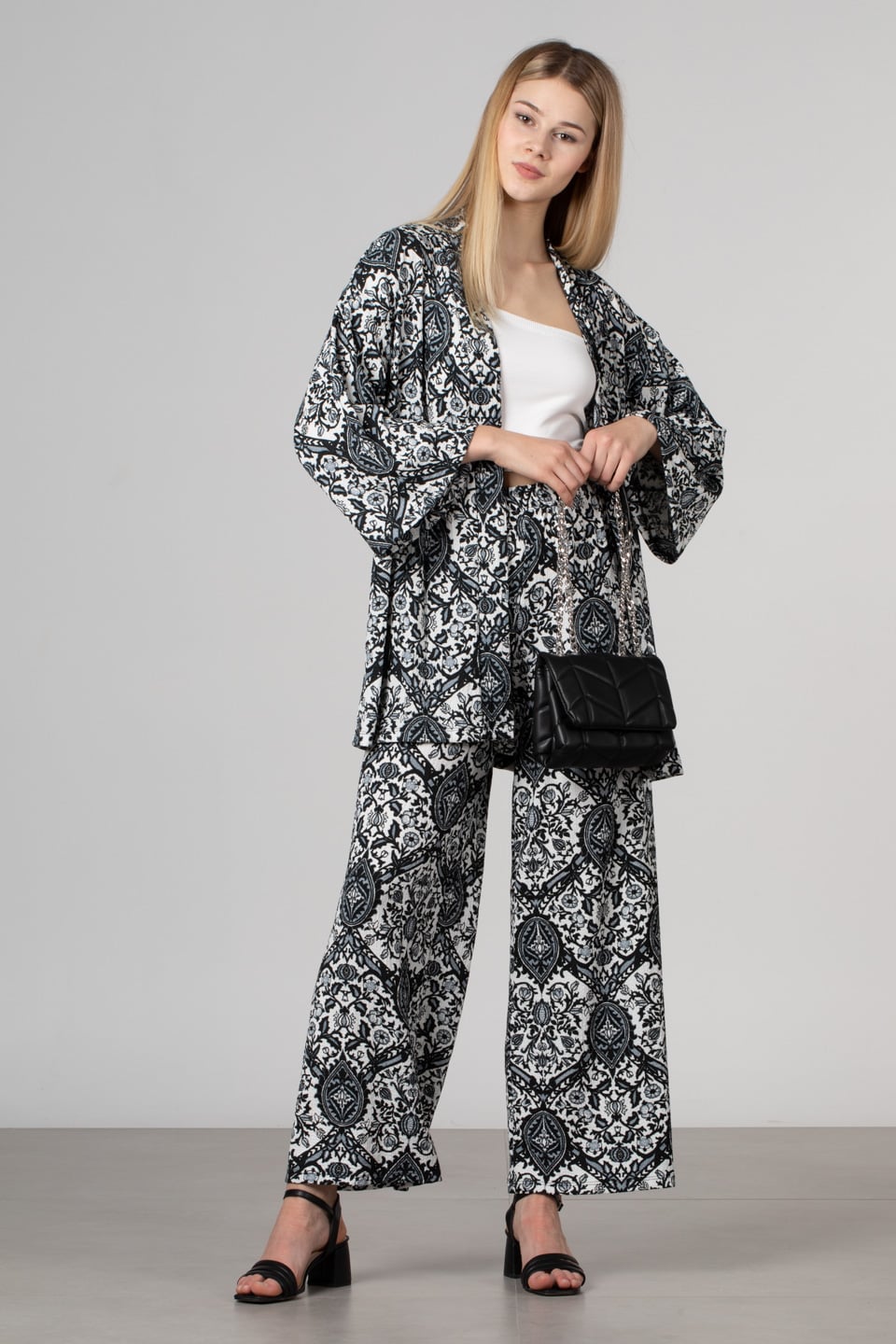 Geniş kol kimono-2429 Siyah