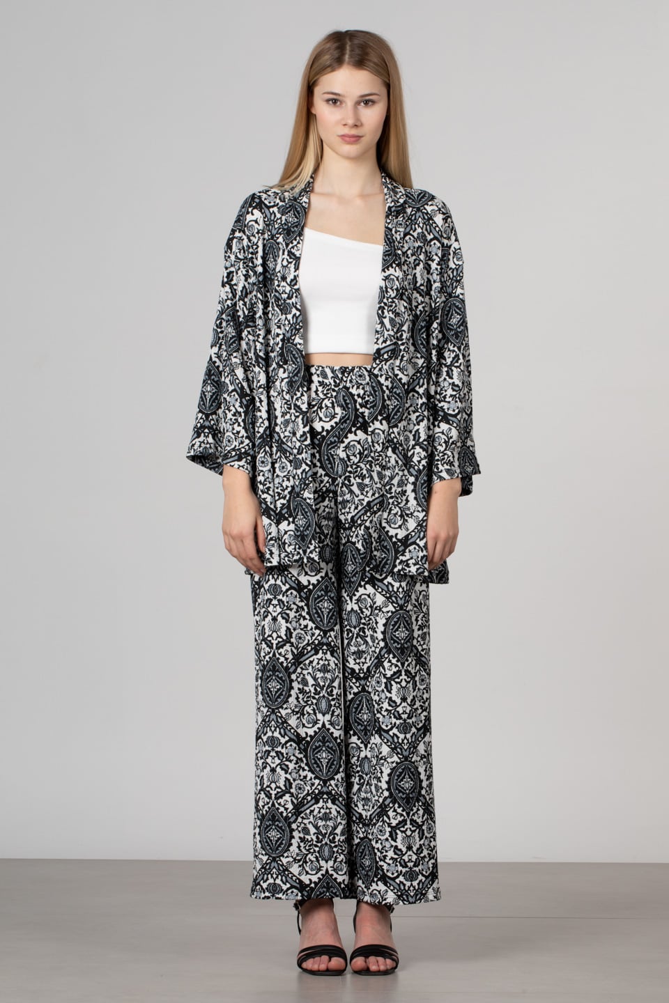 Geniş kol kimono-2429 Siyah