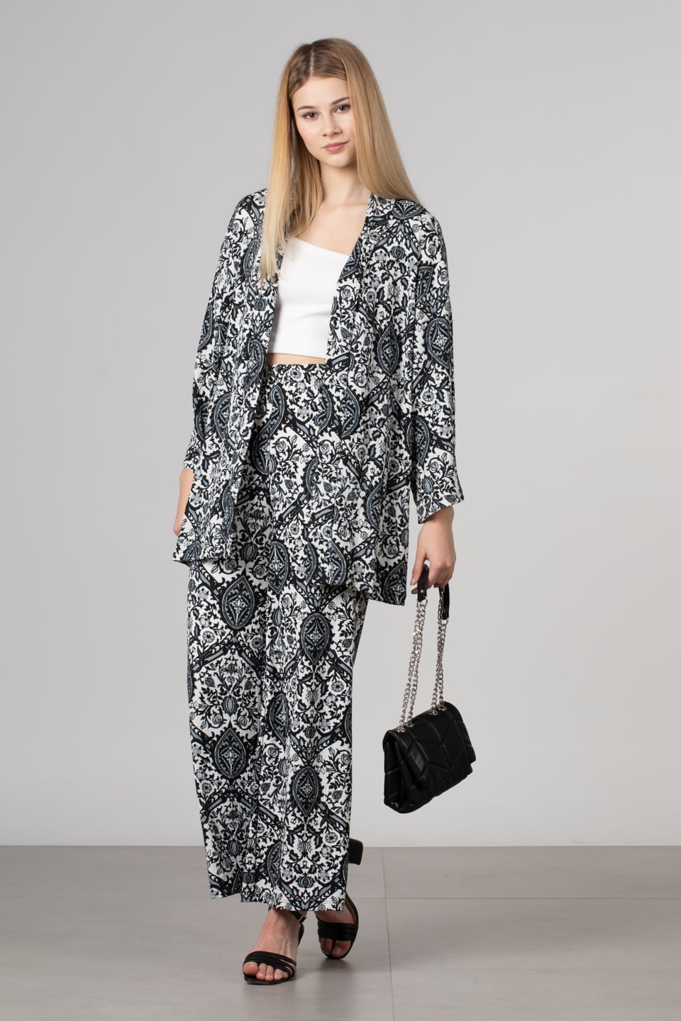Geniş kol kimono-2429 Siyah