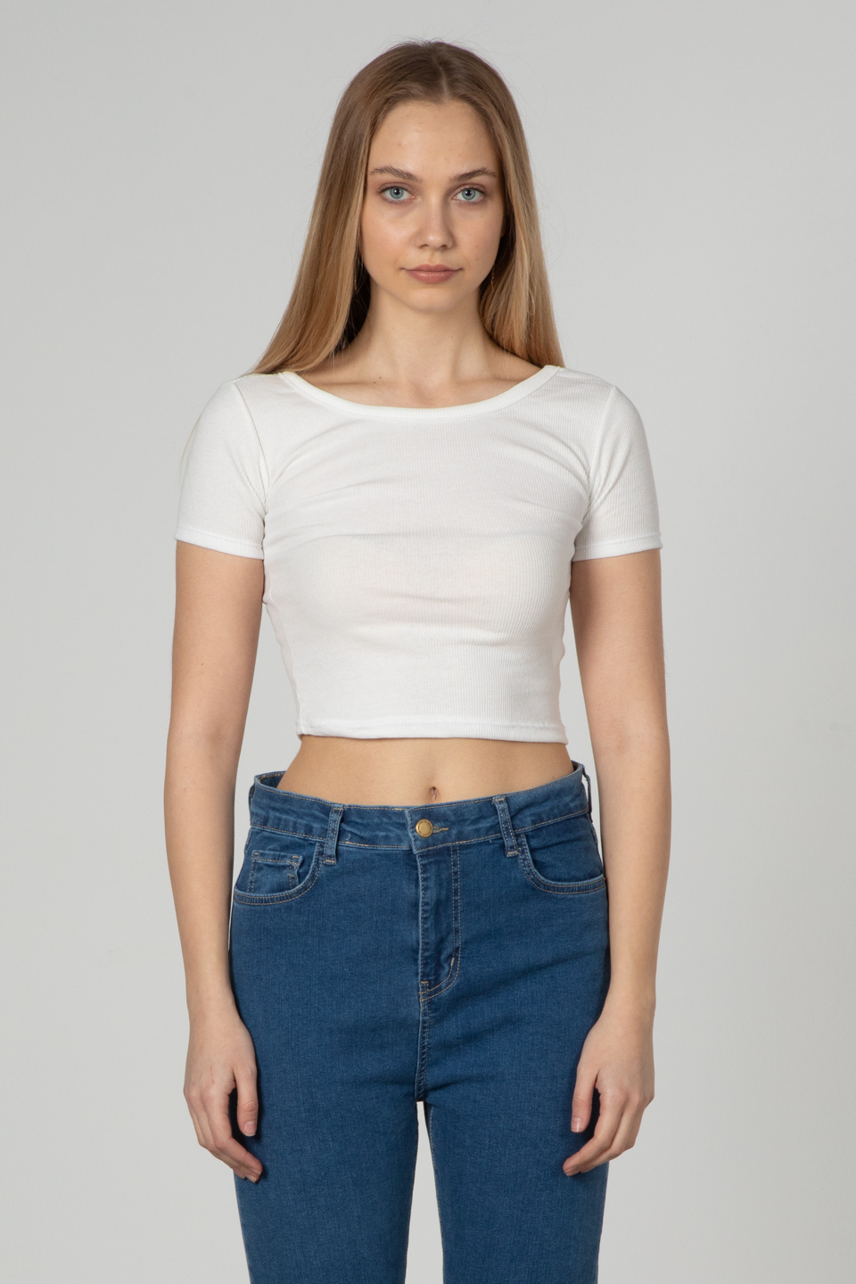 Geniş yaka kaşkorse body-1837 Ekru