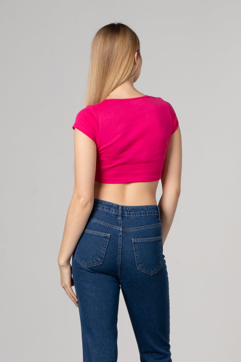Geniş yaka kısa kol body-8051 Fuşya