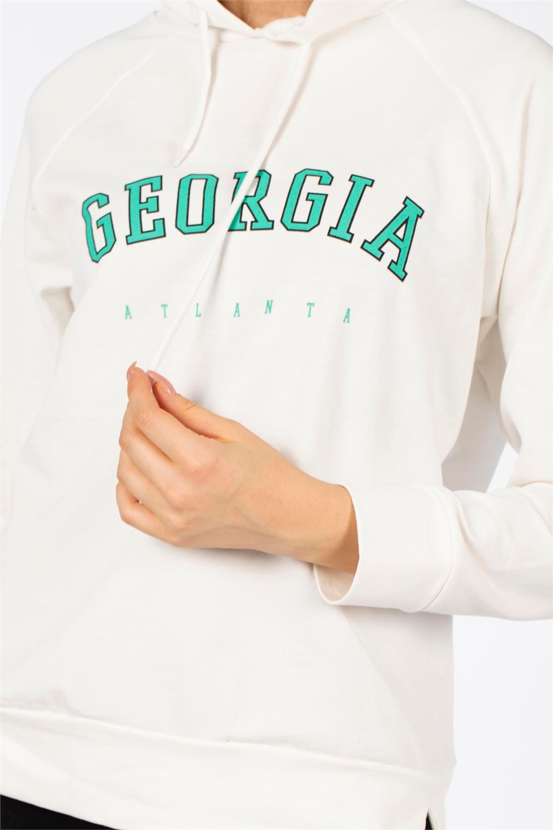 Georgia Baskılı Sweatshirt-Ekru