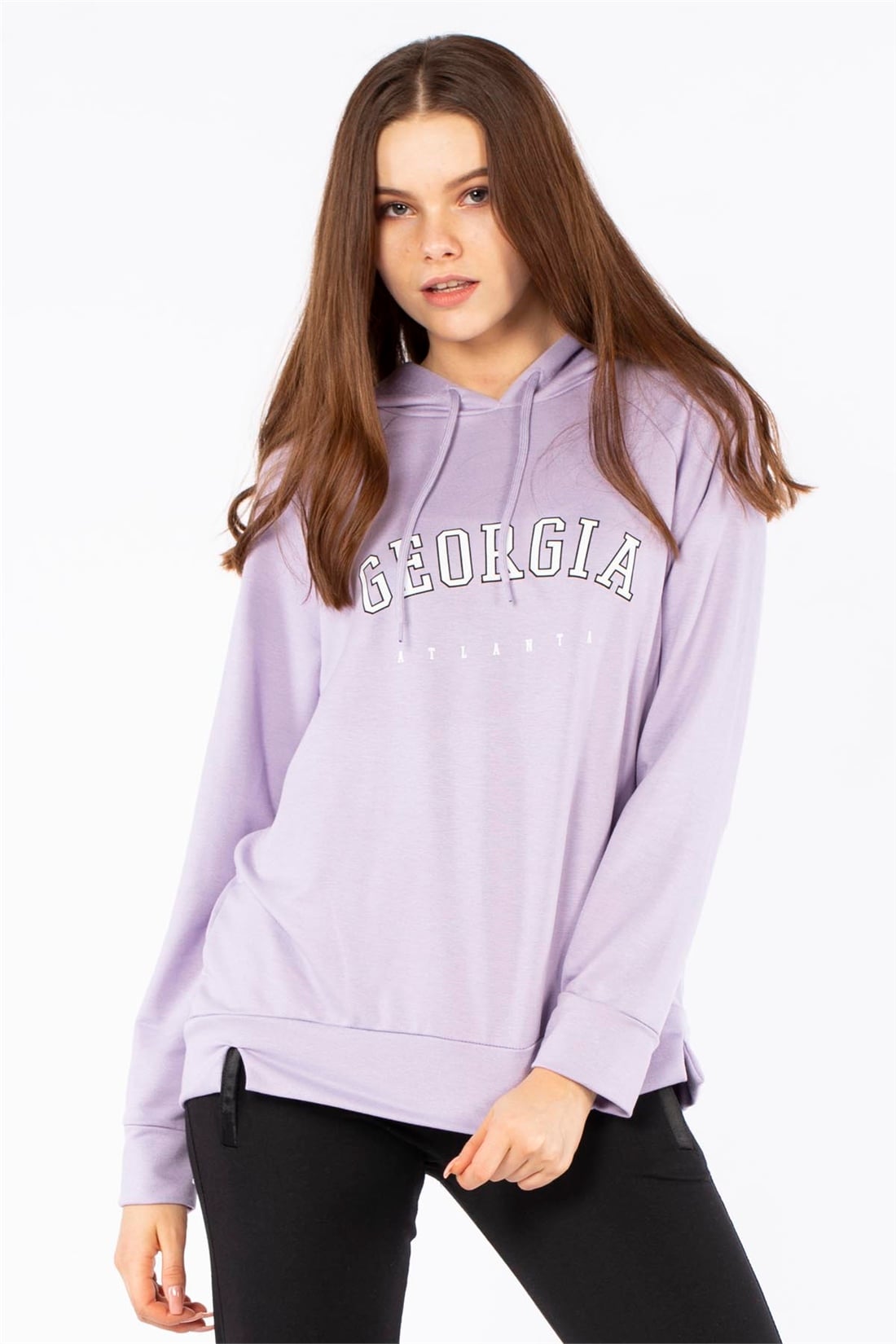 Georgia Baskılı Sweatshirt-Lila