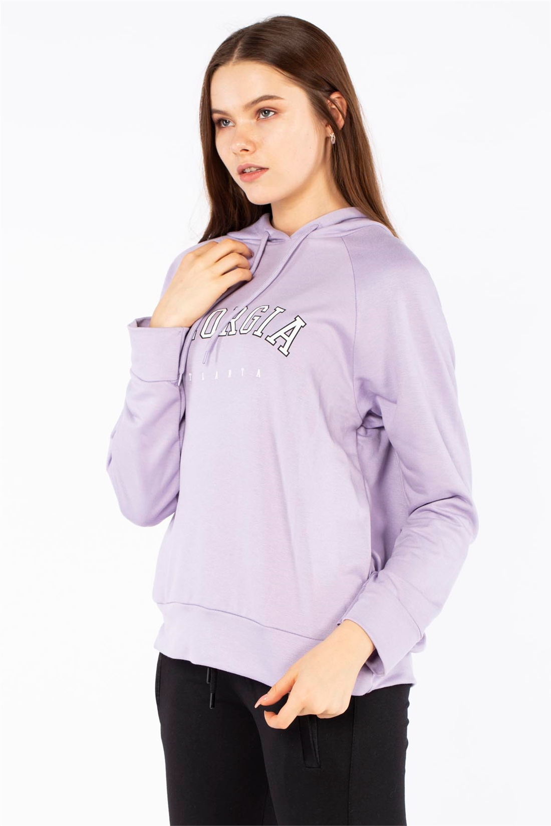 Georgia Baskılı Sweatshirt-Lila