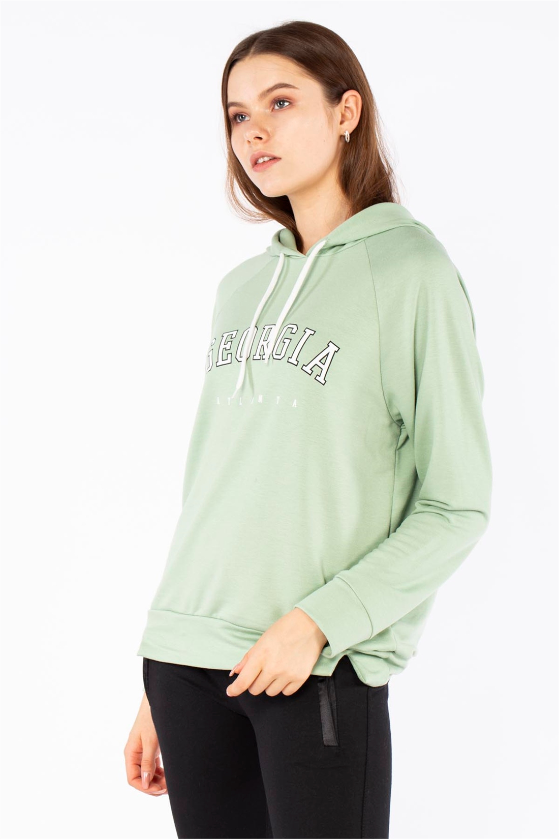 Georgia Baskılı Sweatshirt-Mint