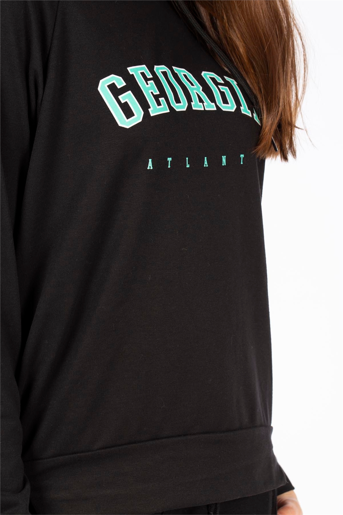 Georgia Baskılı Sweatshirt-Siyah