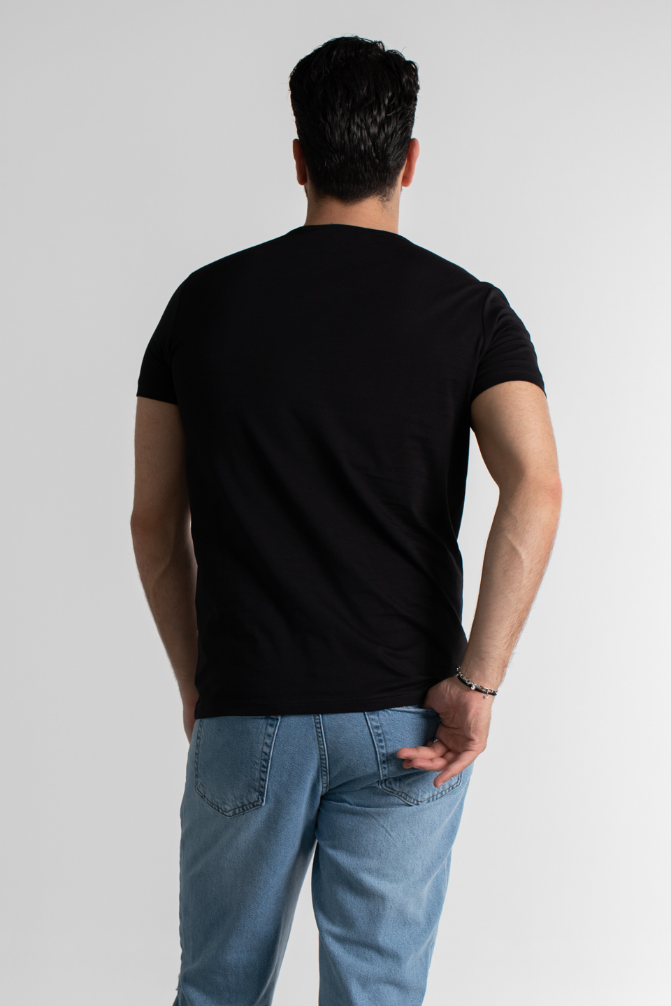 Göğüs aslan baskı t-shırt-2367 Siyah