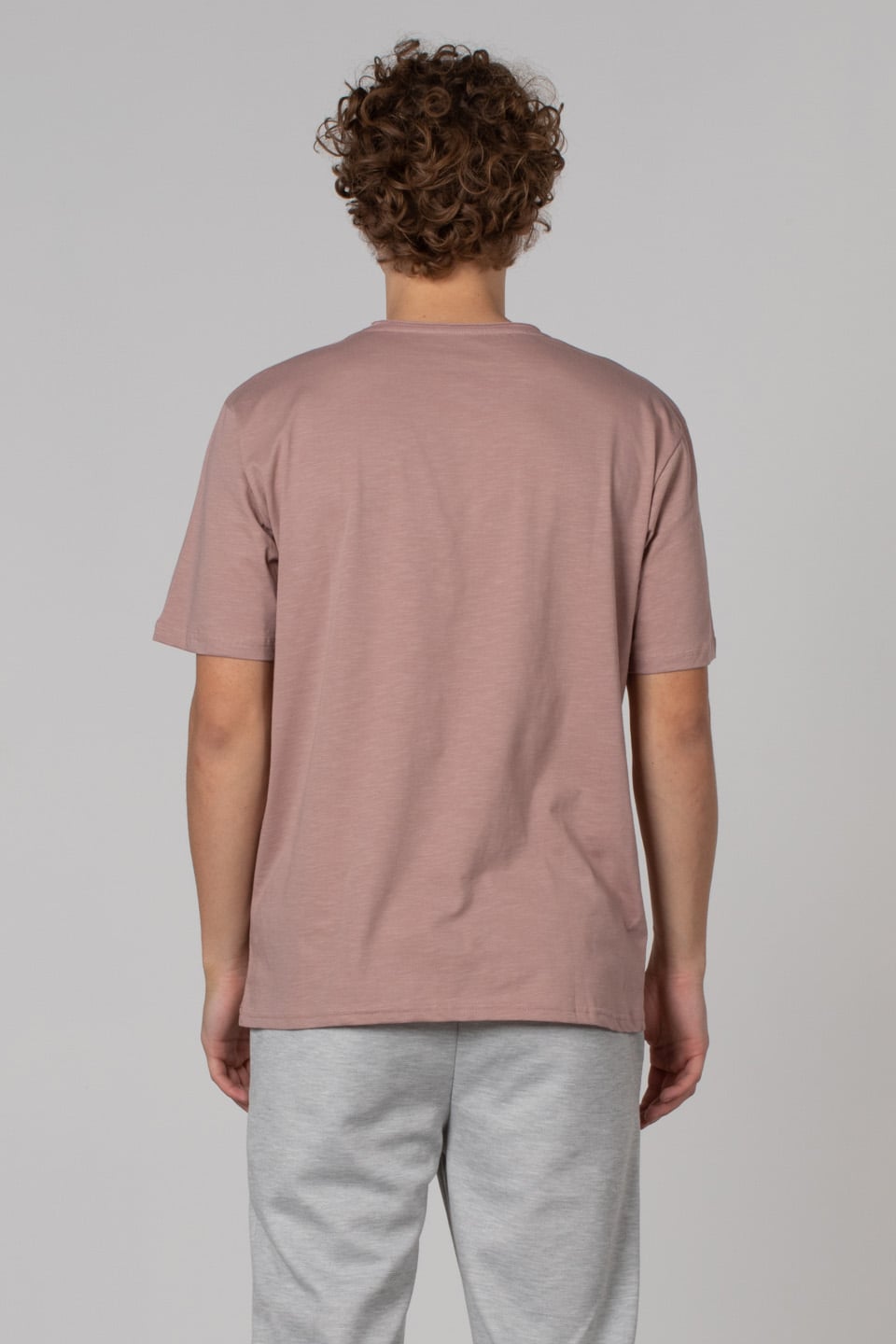 Göğüs cepli relax fit t-shirt-2000 Pudra