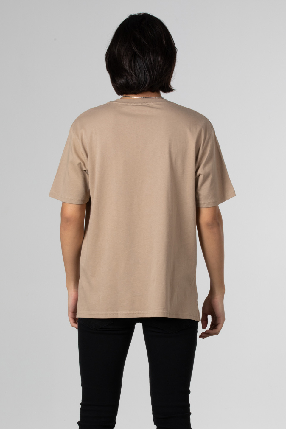 Göğüs cepli relax fit t-shirt-2271 Vizon