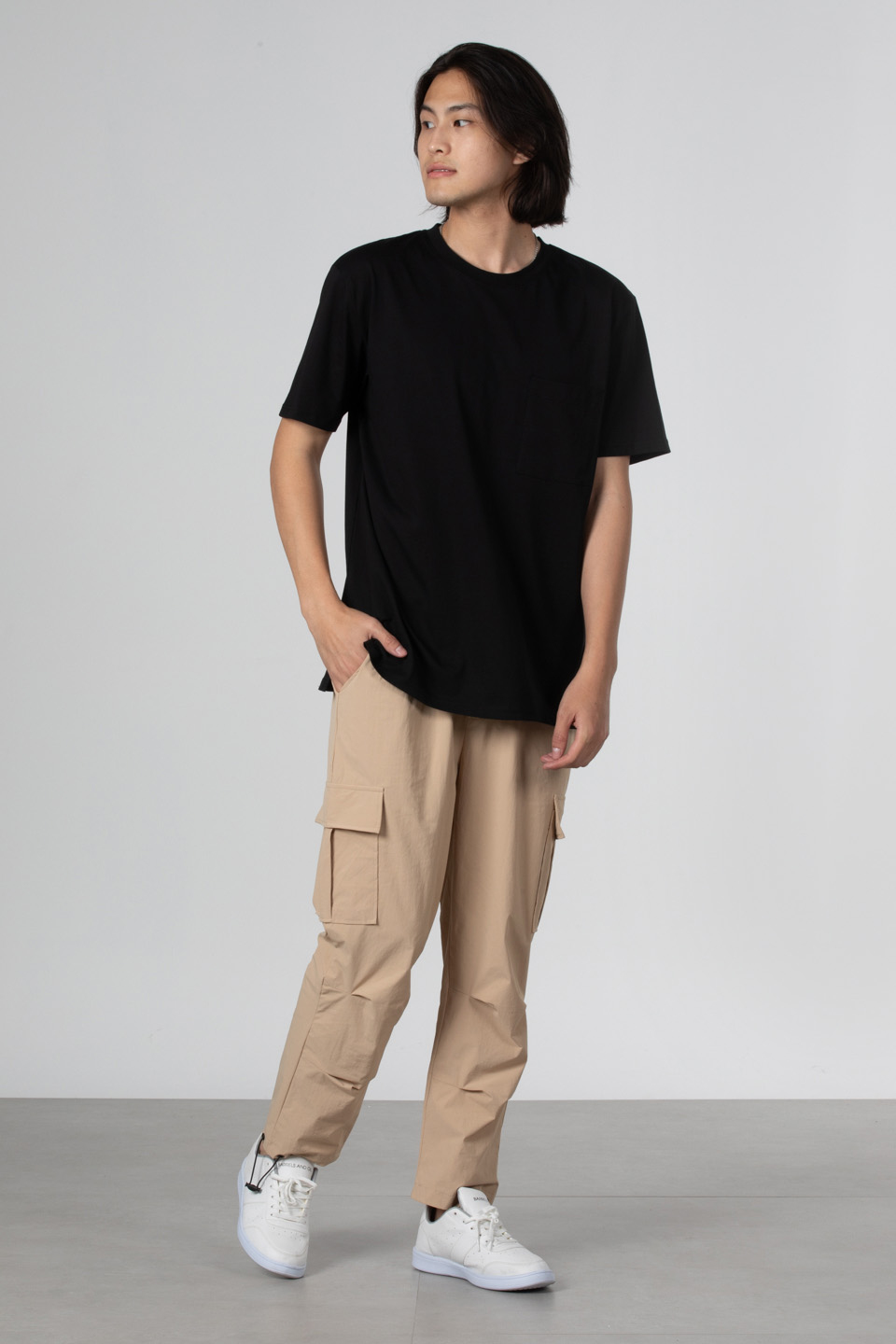Göğüs Cepli Relax Fit T-Shirt - Siyah