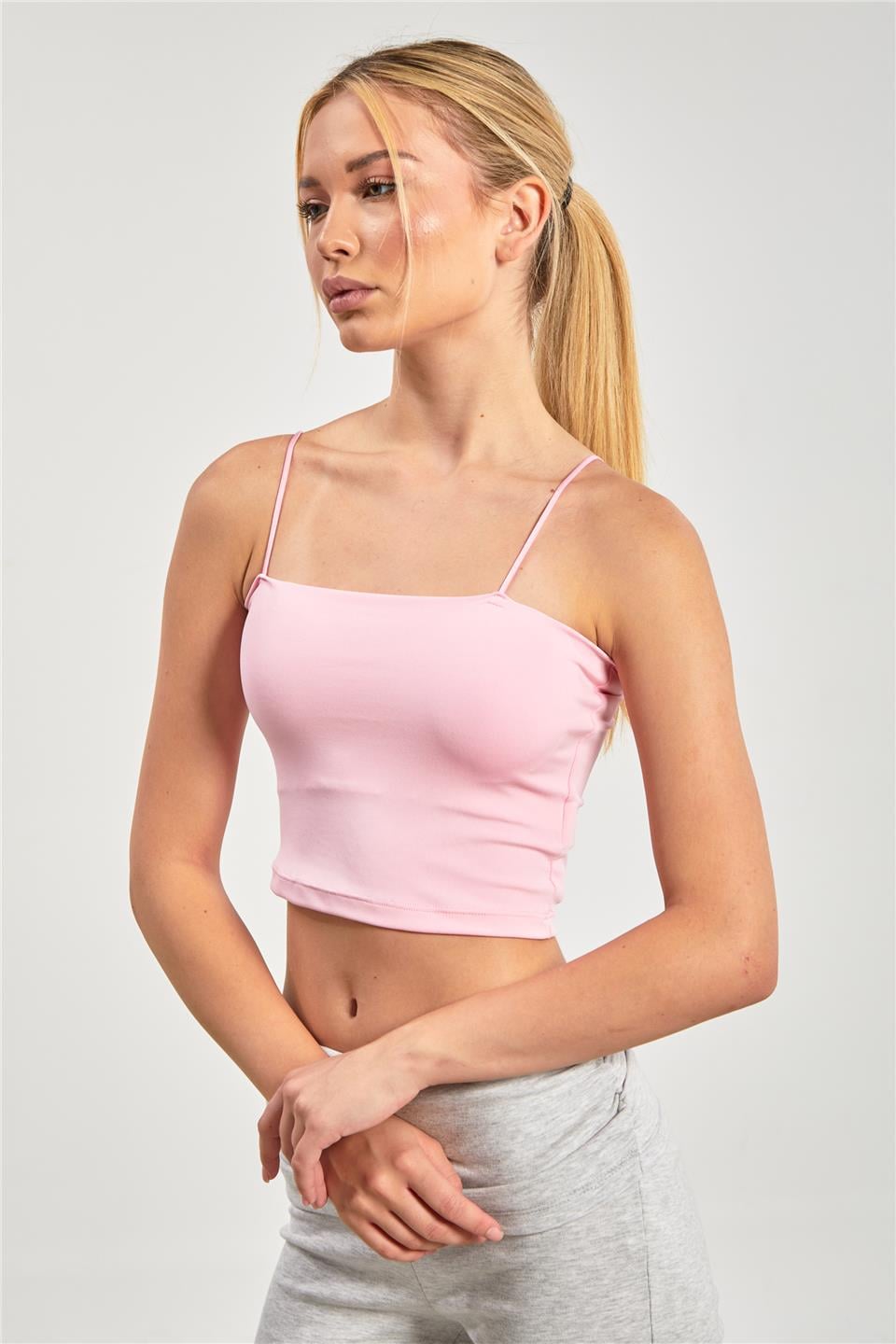 Göğüs pedli askılı atlet-1010 Pembe