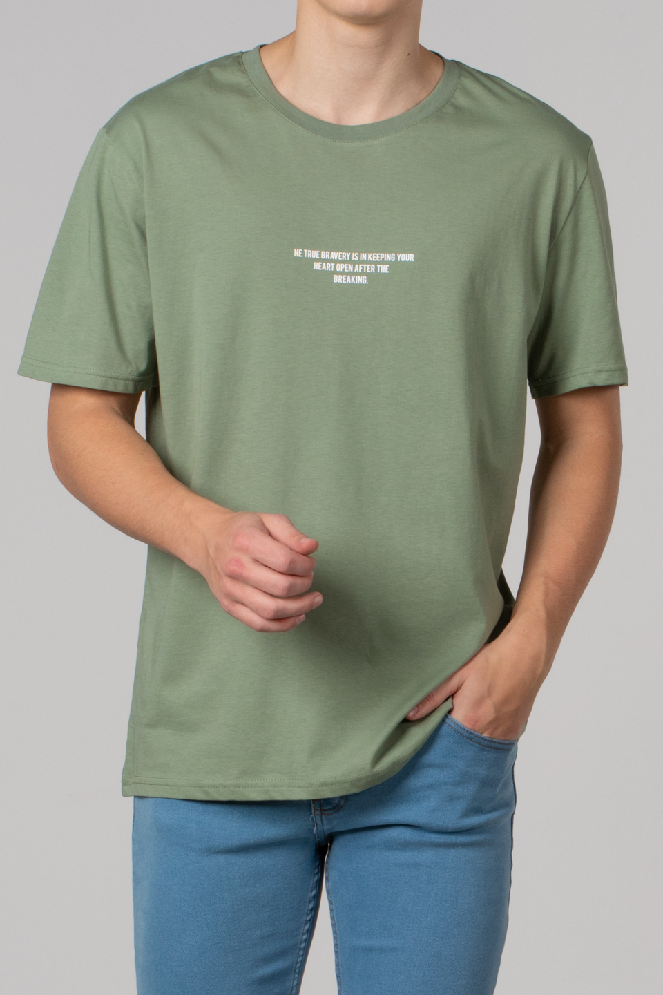 Göğüs yazı baskılı t-shirt-2624 Elma