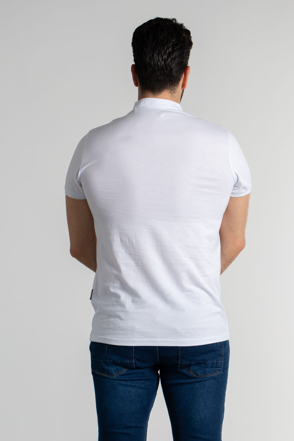 Hakim yaka t-shirt-4452 Beyaz