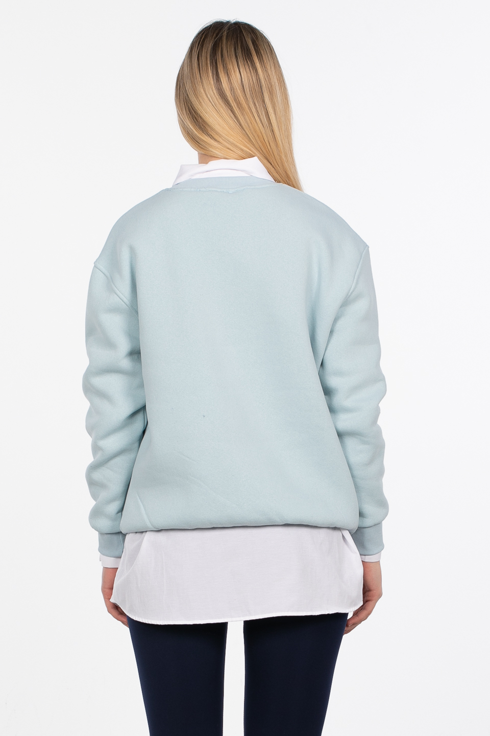 Happy human baskılı sweatshirt-83-566 A.Mavi