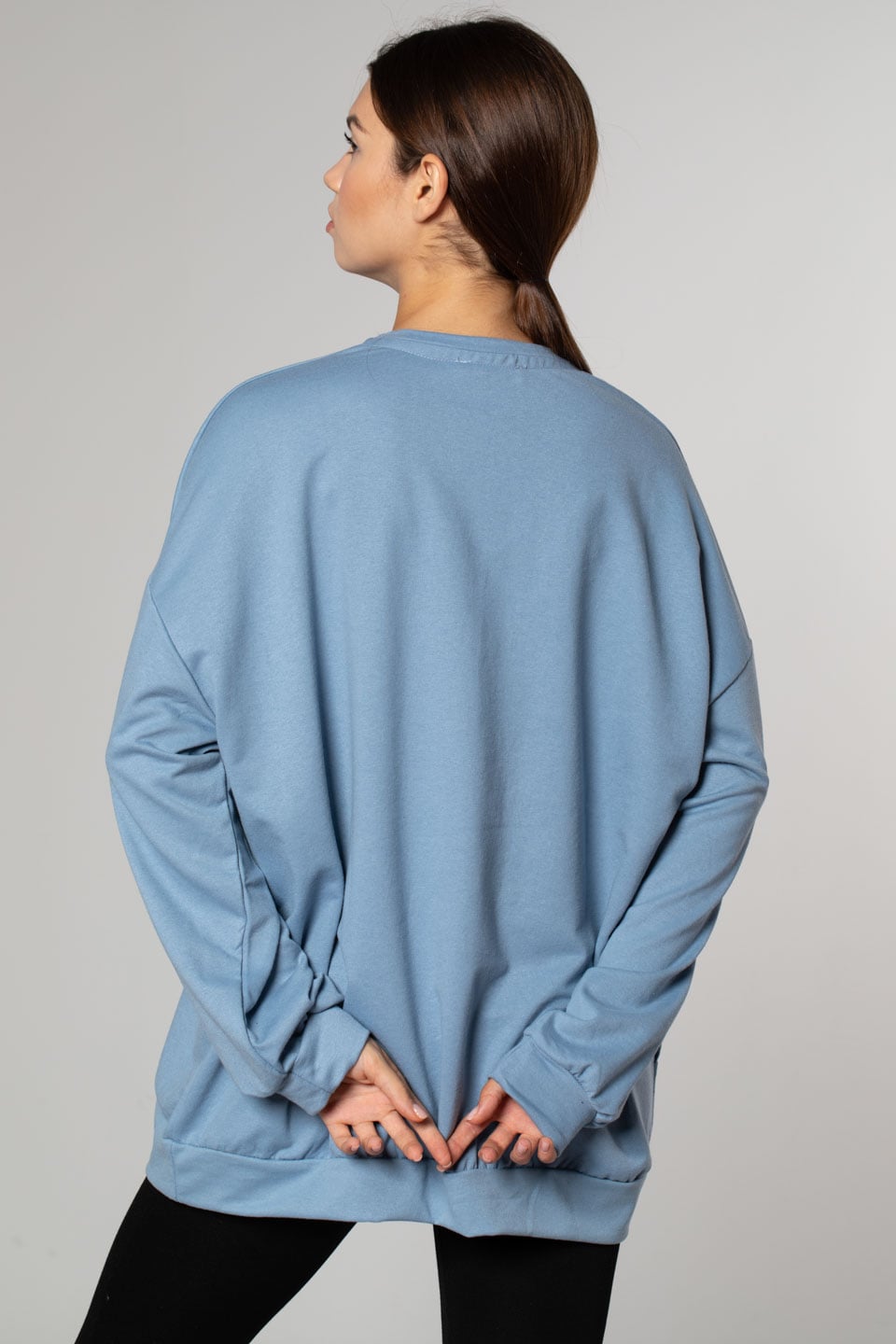 Harvard Baskılı Over Size Sweatshirt-Mavi