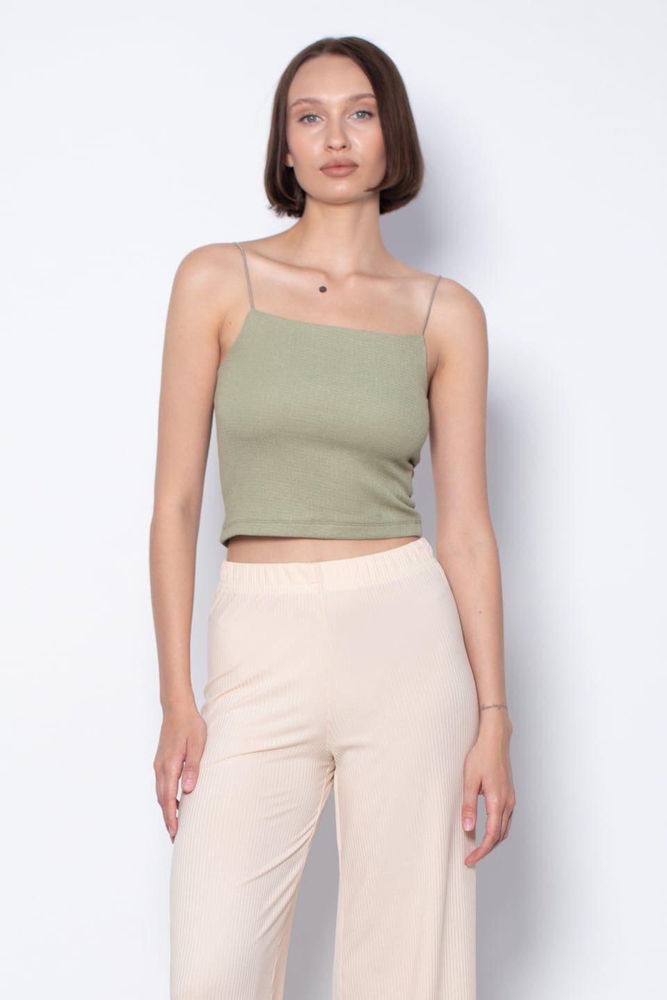 İp askılı crop body-5107 Olive