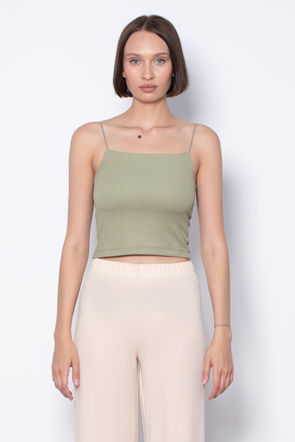 İp askılı crop body-5107 Olive