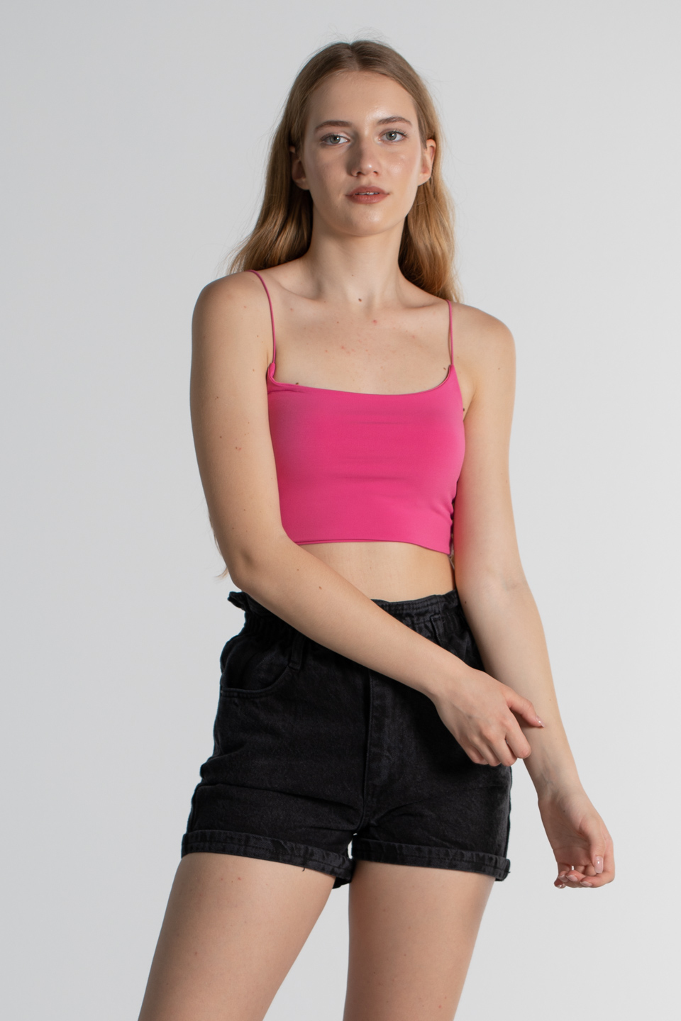 İp askılı crop body-9553 Fuşya