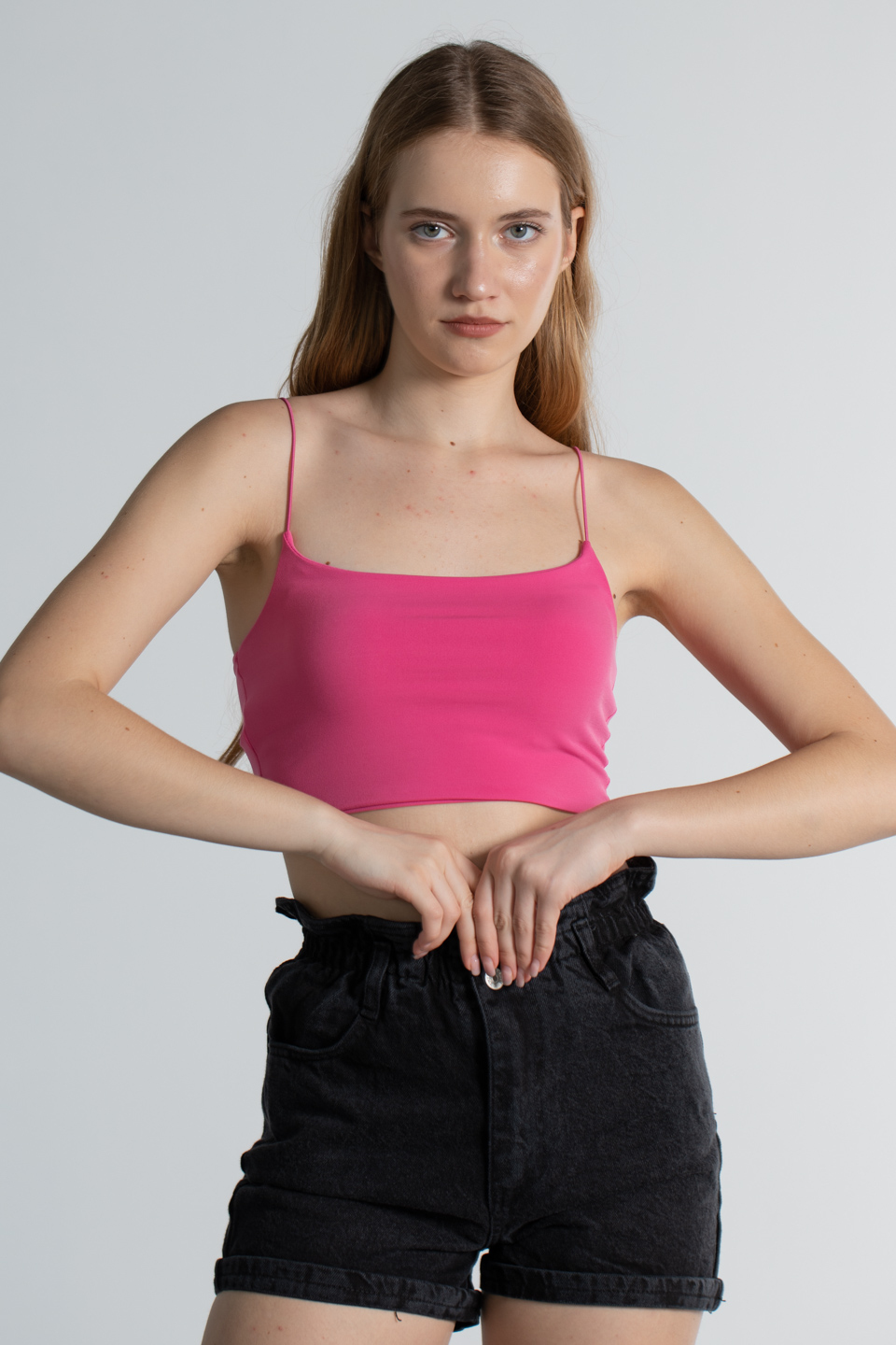 İp askılı crop body-9553 Fuşya