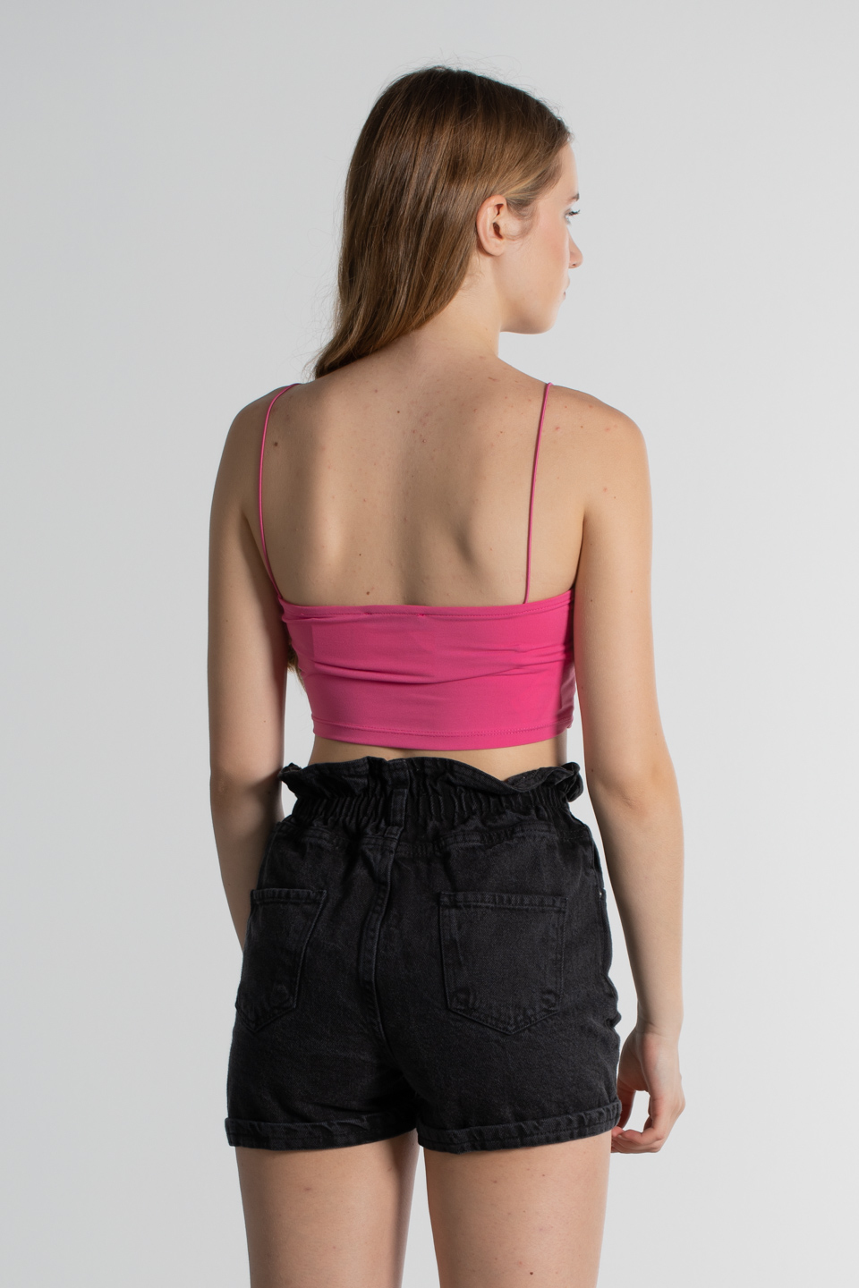 İp askılı crop body-9553 Fuşya