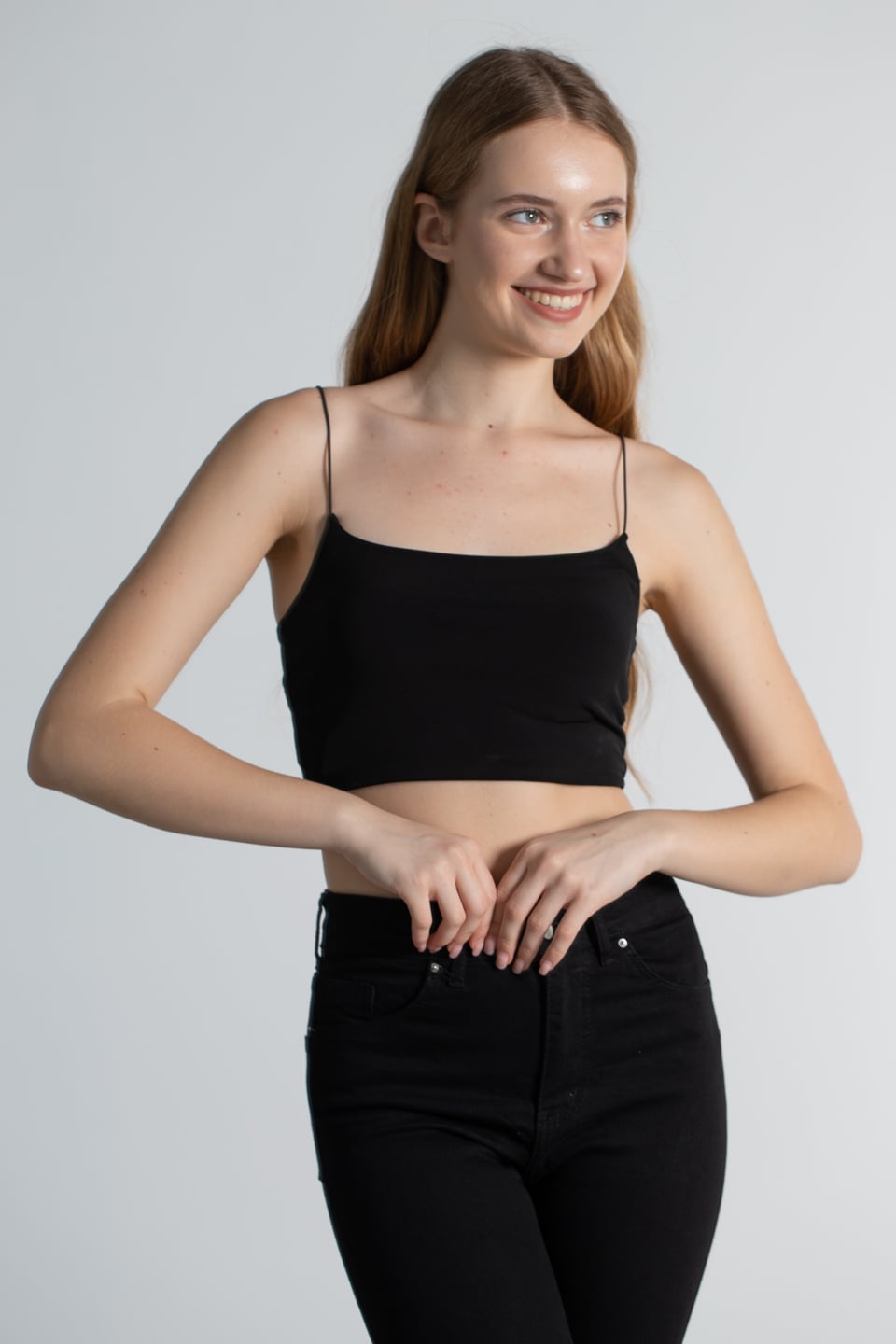 İp askılı crop body-9553 Siyah