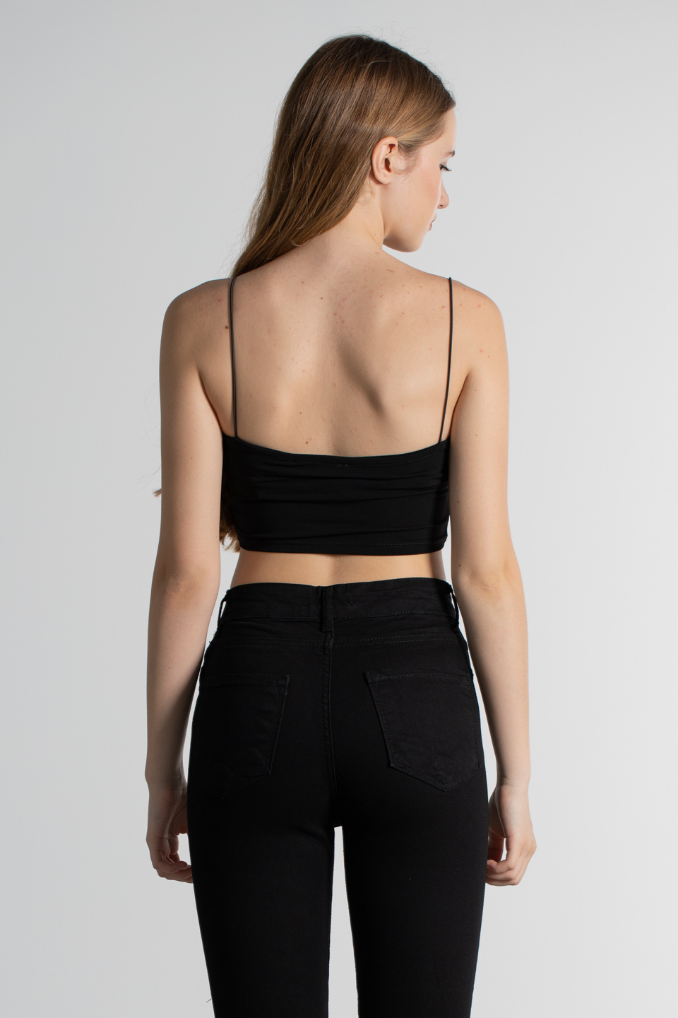 İp askılı crop body-9553 Siyah