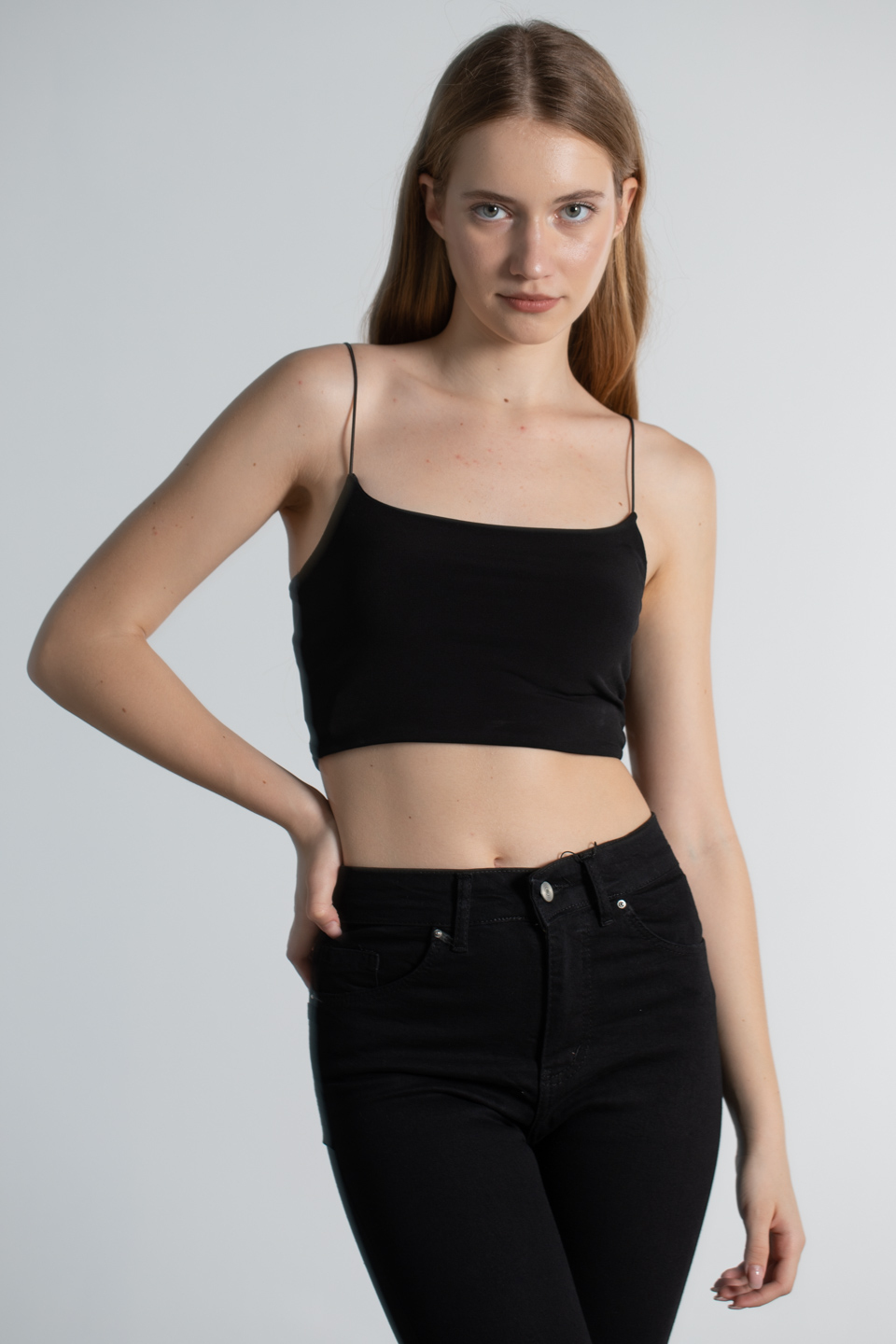İp askılı crop body-9553 Siyah
