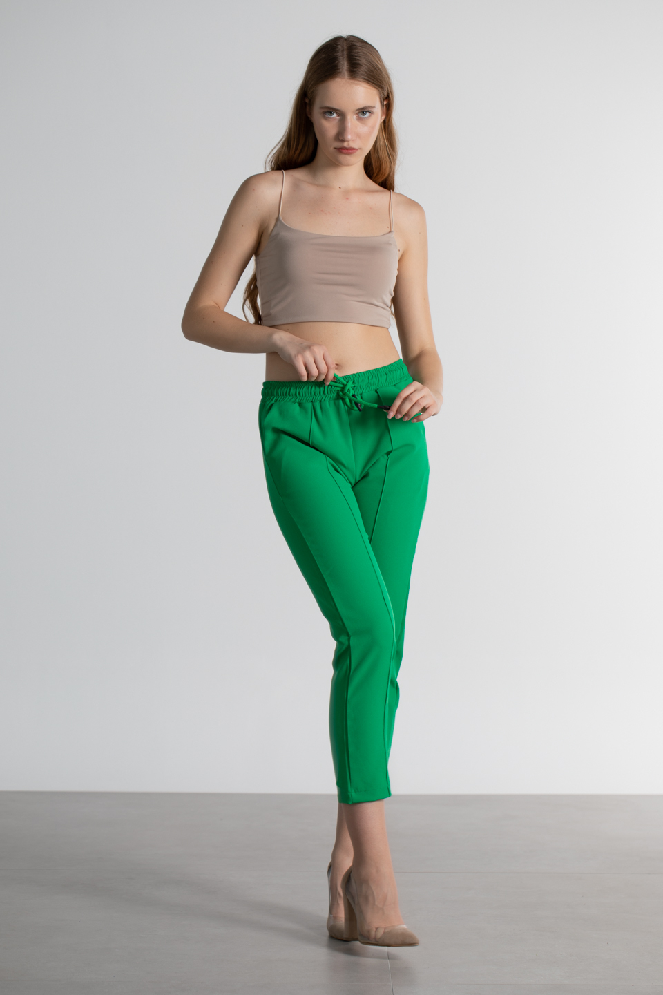 İp askılı crop body-9553 Vizon