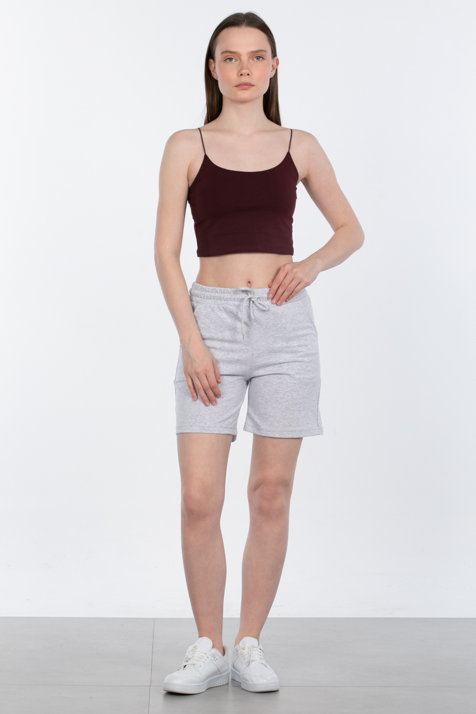 İp askılı crop body-R947 Bordo