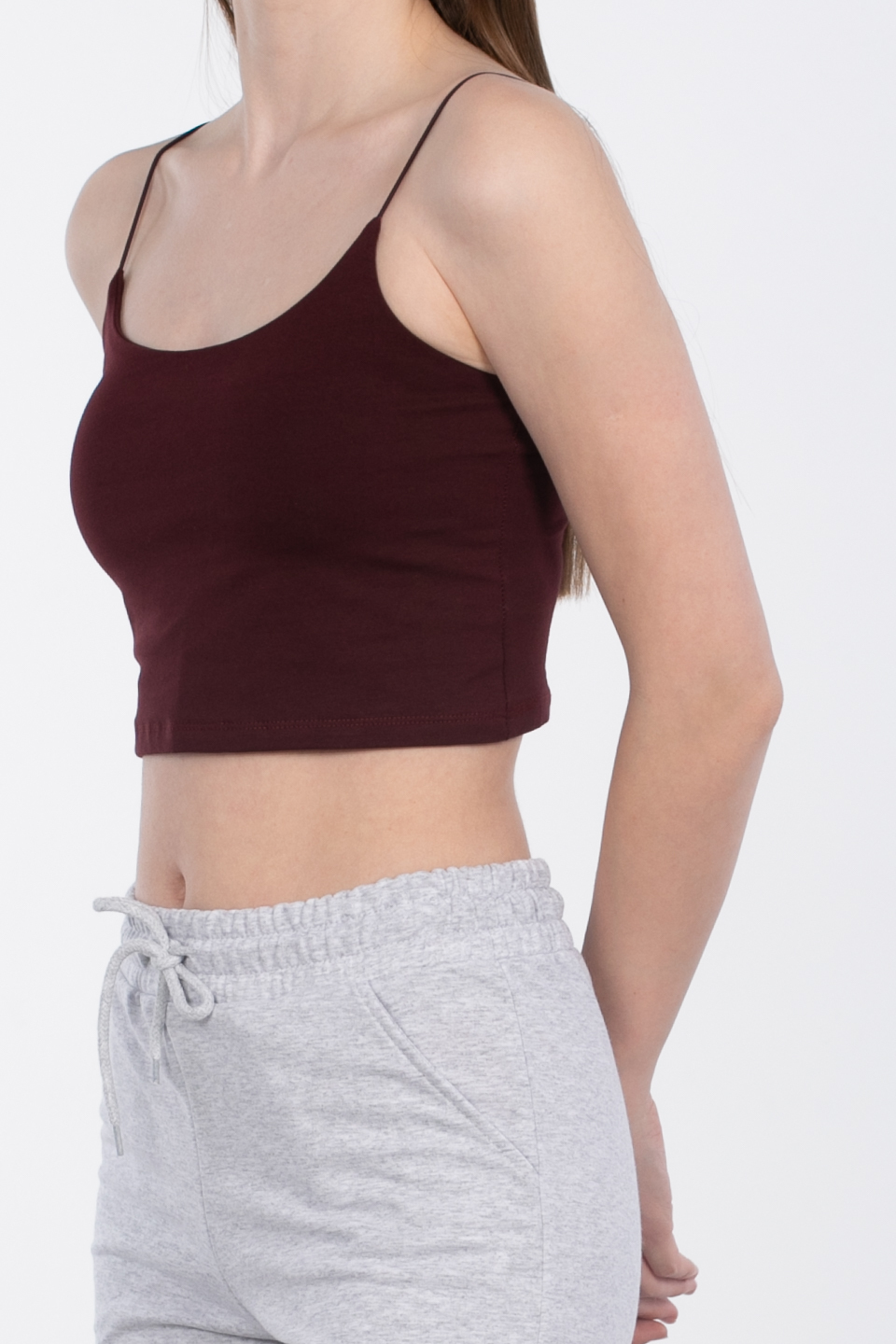 İp askılı crop body-R947 Bordo