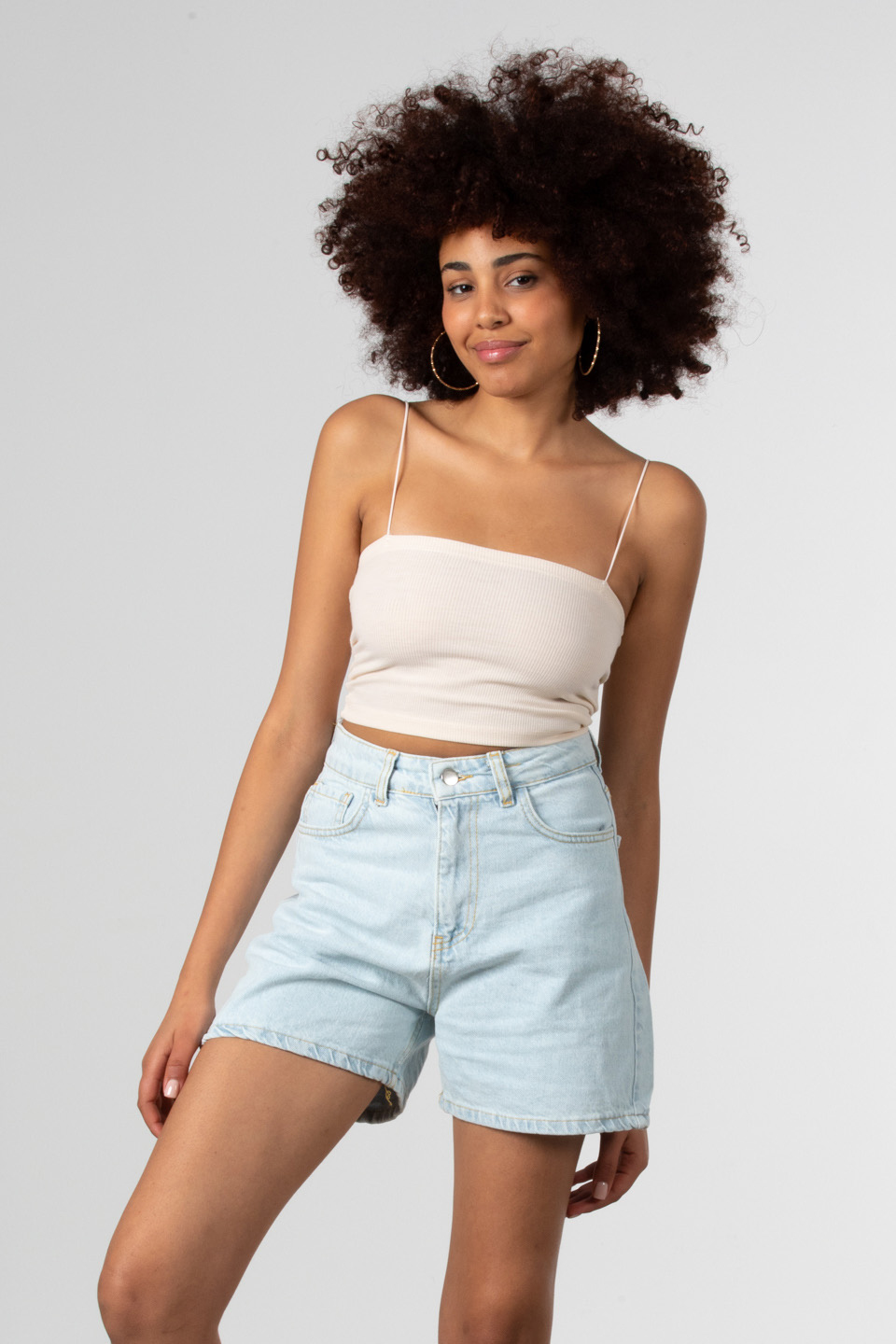İp askılı crop body-S0011147 Bej