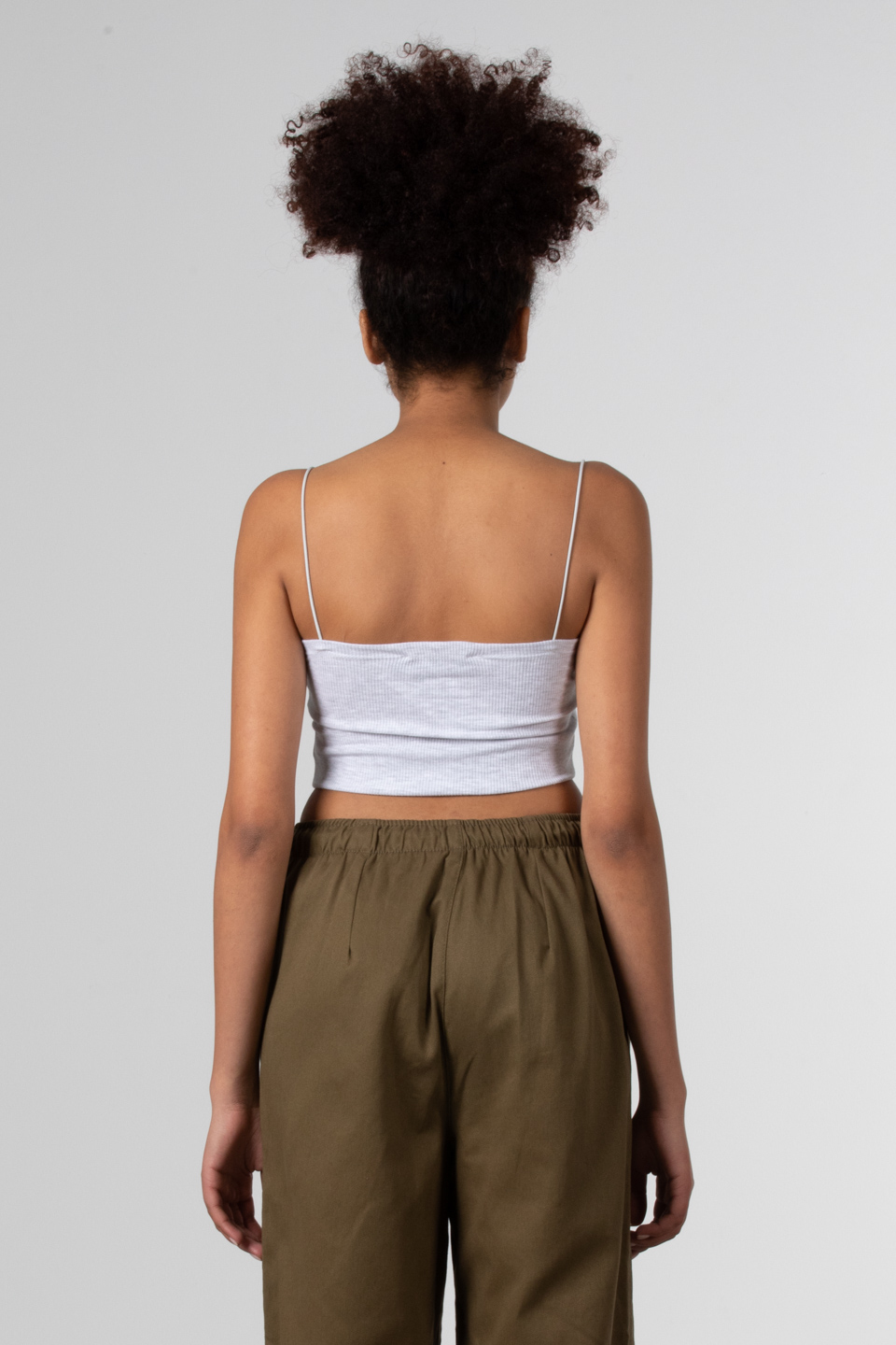 İp askılı crop body-S0011147 Gri Melanj