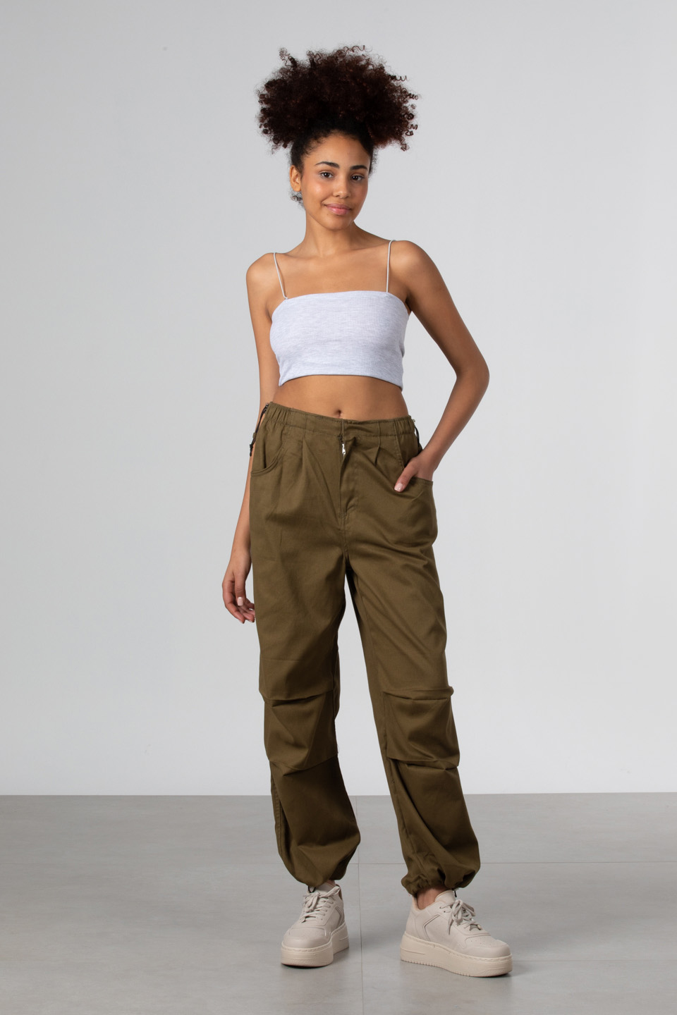 İp askılı crop body-S0011147 Gri Melanj