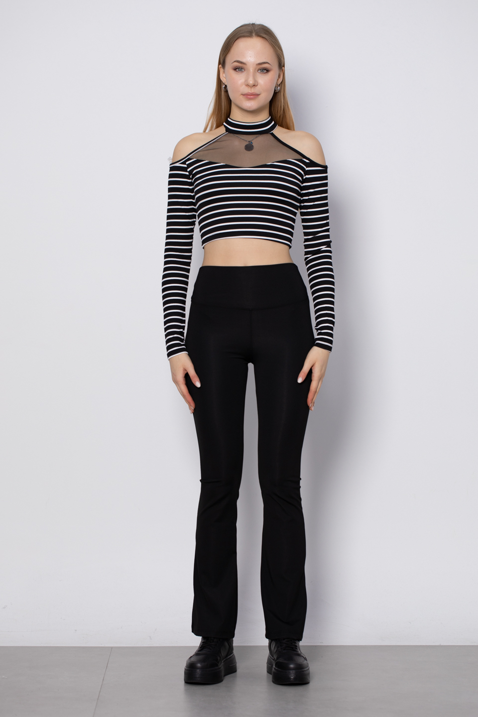 İspanyol paça tayt-2036 Siyah