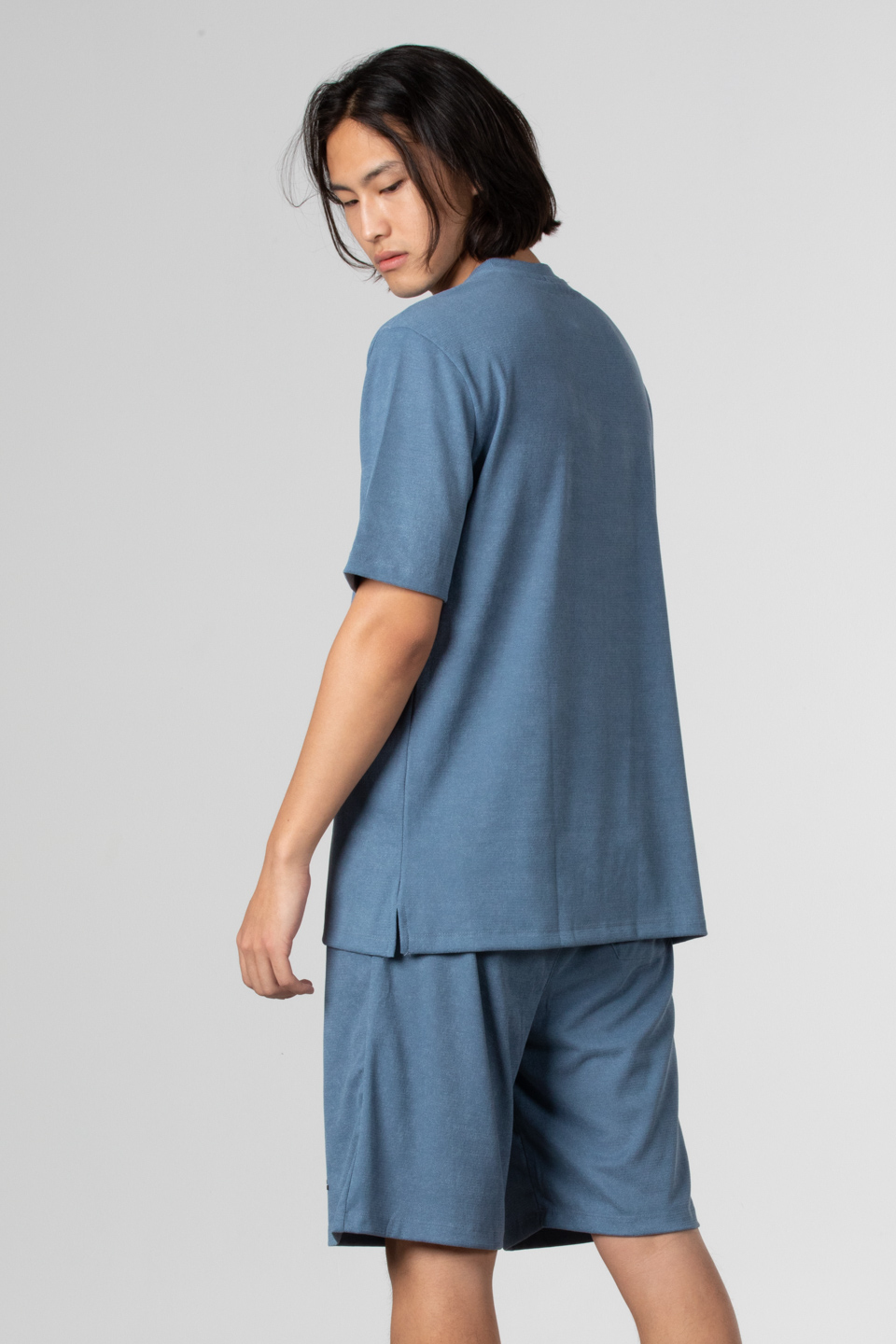 Jakar petekli ön yazı baskılı t-shirt-1016 İndigo