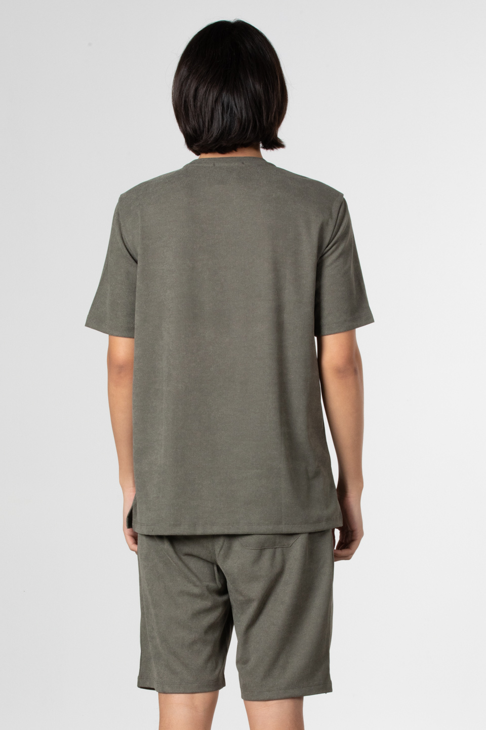 Jakar petekli ön yazı baskılı t-shirt-1016 Haki