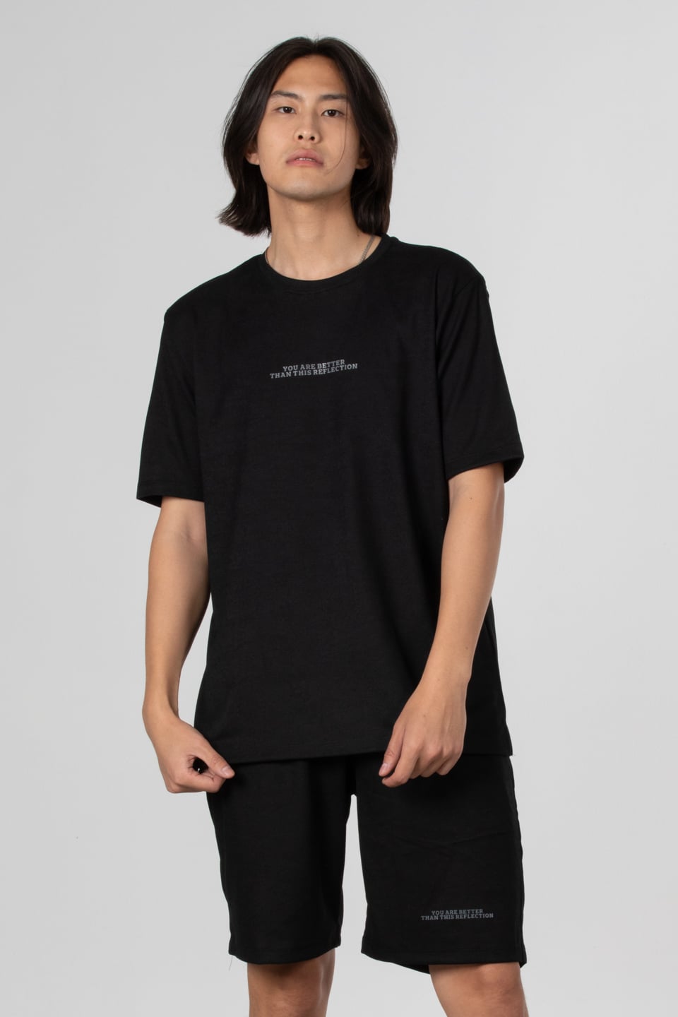 Jakar petekli ön yazı baskılı t-shirt-1016 Siyah