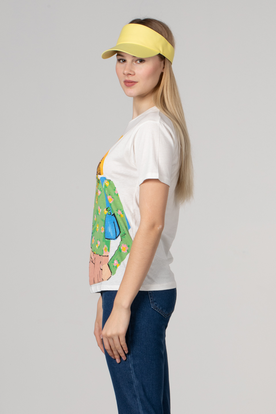 Kadın baskılı t-shirt-155 Ekru